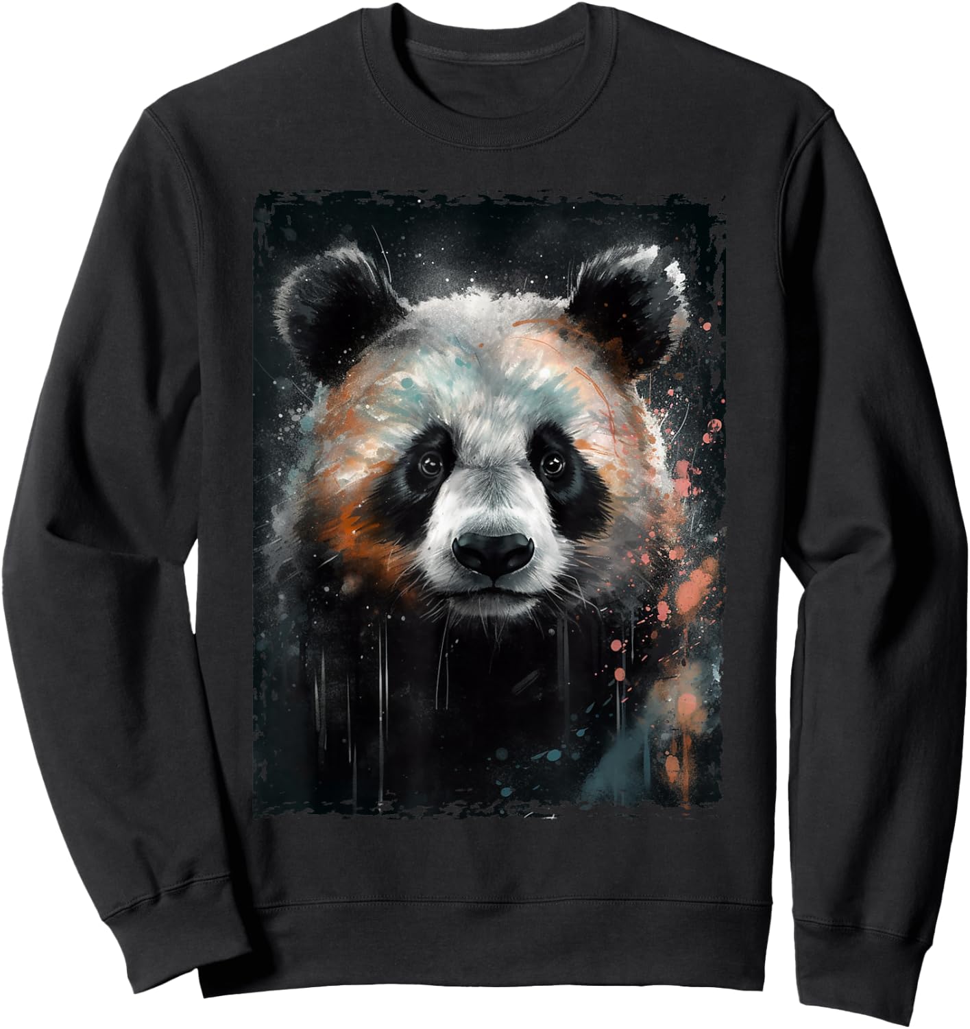 Panda Watercolor Panda Lovers Oil Painting Boys Kids Funny Sweatshirt - Sweatshirt | Black