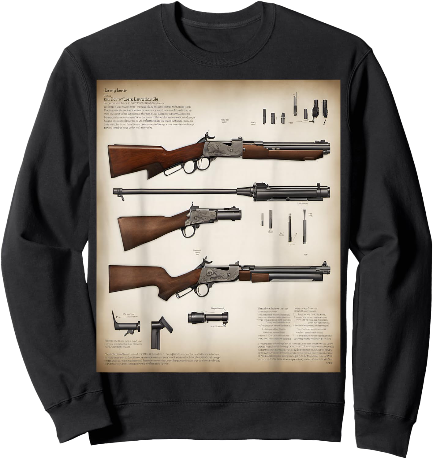 Henry Lever Action Rifle Blueprint Detail Sweatshirt - Sweatshirt | Black