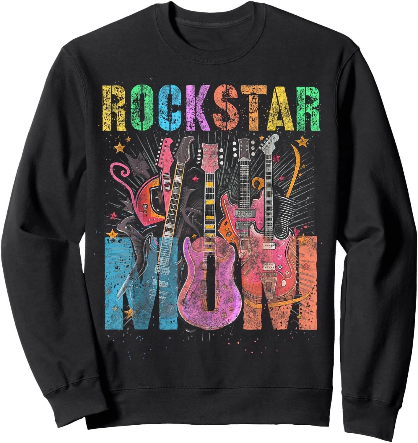 Funny ROCKSTAR MOM Rockin' Mommy Squad Mama Birthday Sweatshirt - Sweatshirt | Black