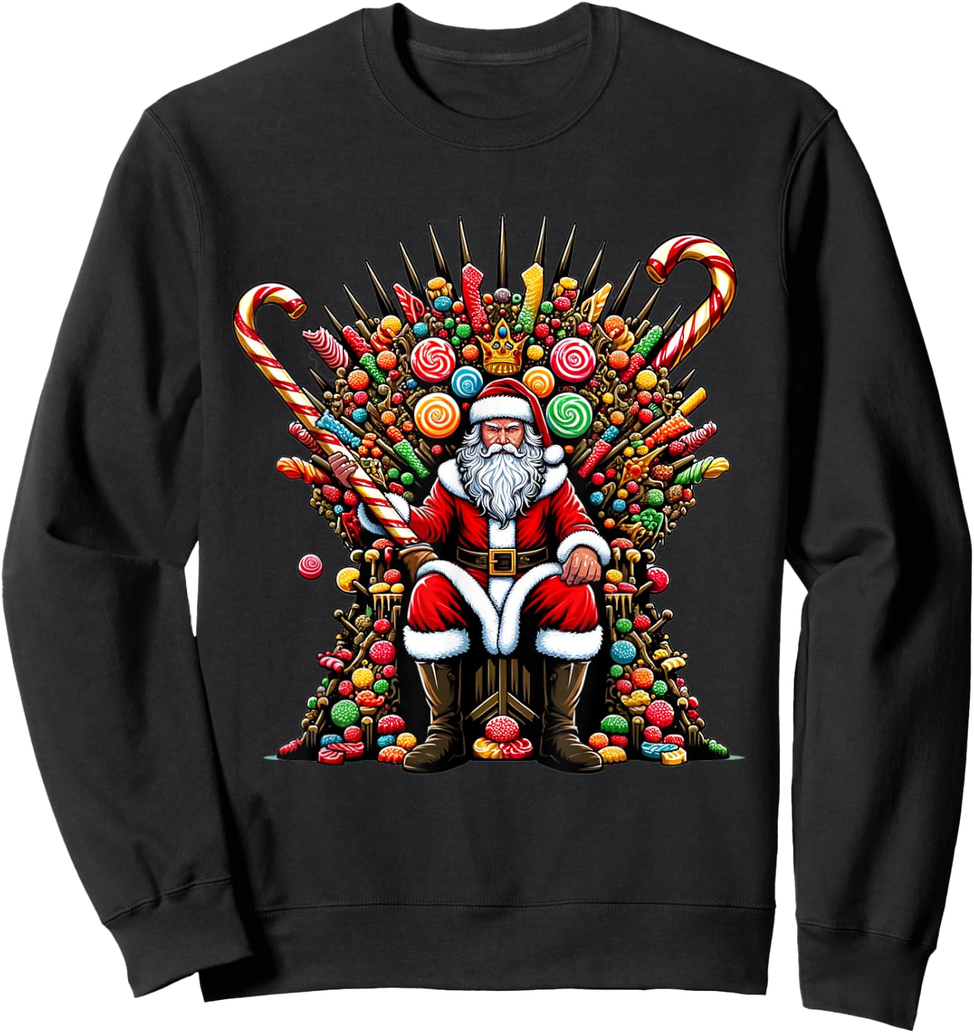 Candy Santa on a Festive Throne - Christmas Game Of Candy Sweatshirt - Sweatshirt | Black
