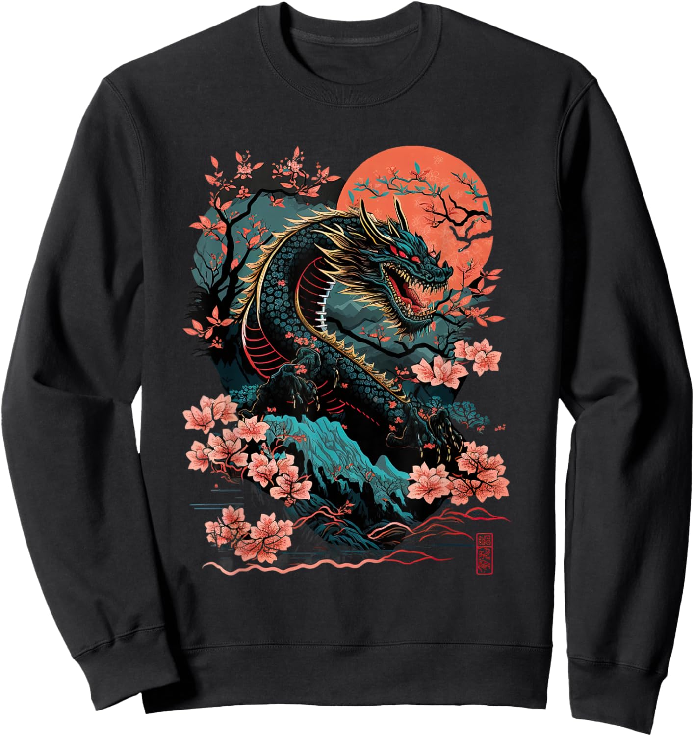 Japanese Aesthetic Dragon japanese art Japan Tattoo Sweatshirt - Sweatshirt | Black