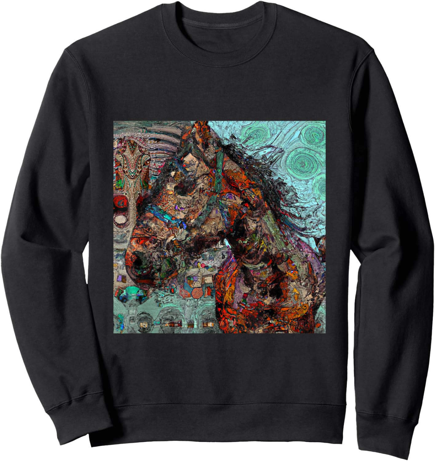 Horse Tribal Abstract Native American Art Design Sweatshirt - Sweatshirt | Black