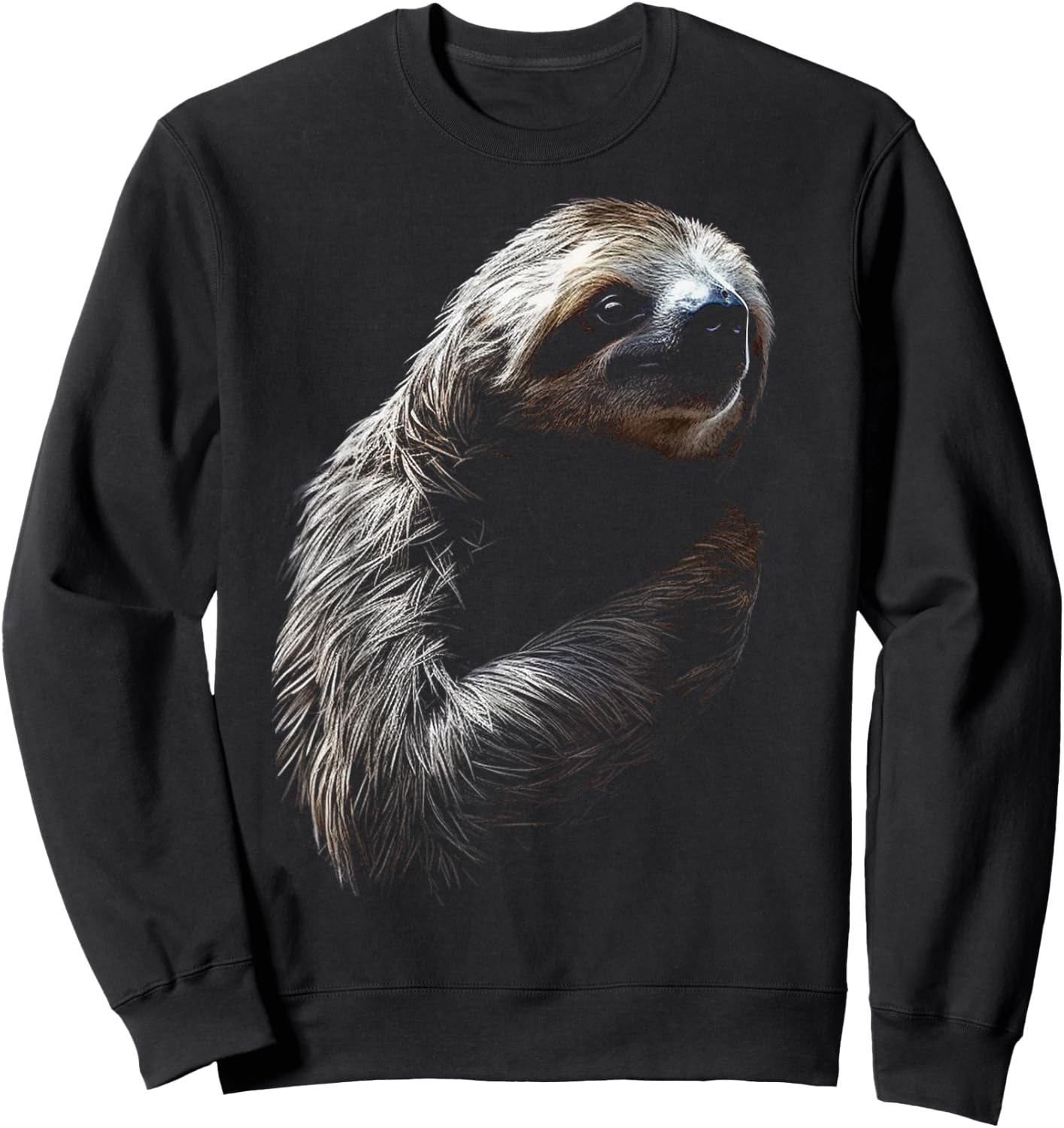 Sloth Portrait Artwork | Animal Motif Sloth Sweatshirt - Sweatshirt | Black