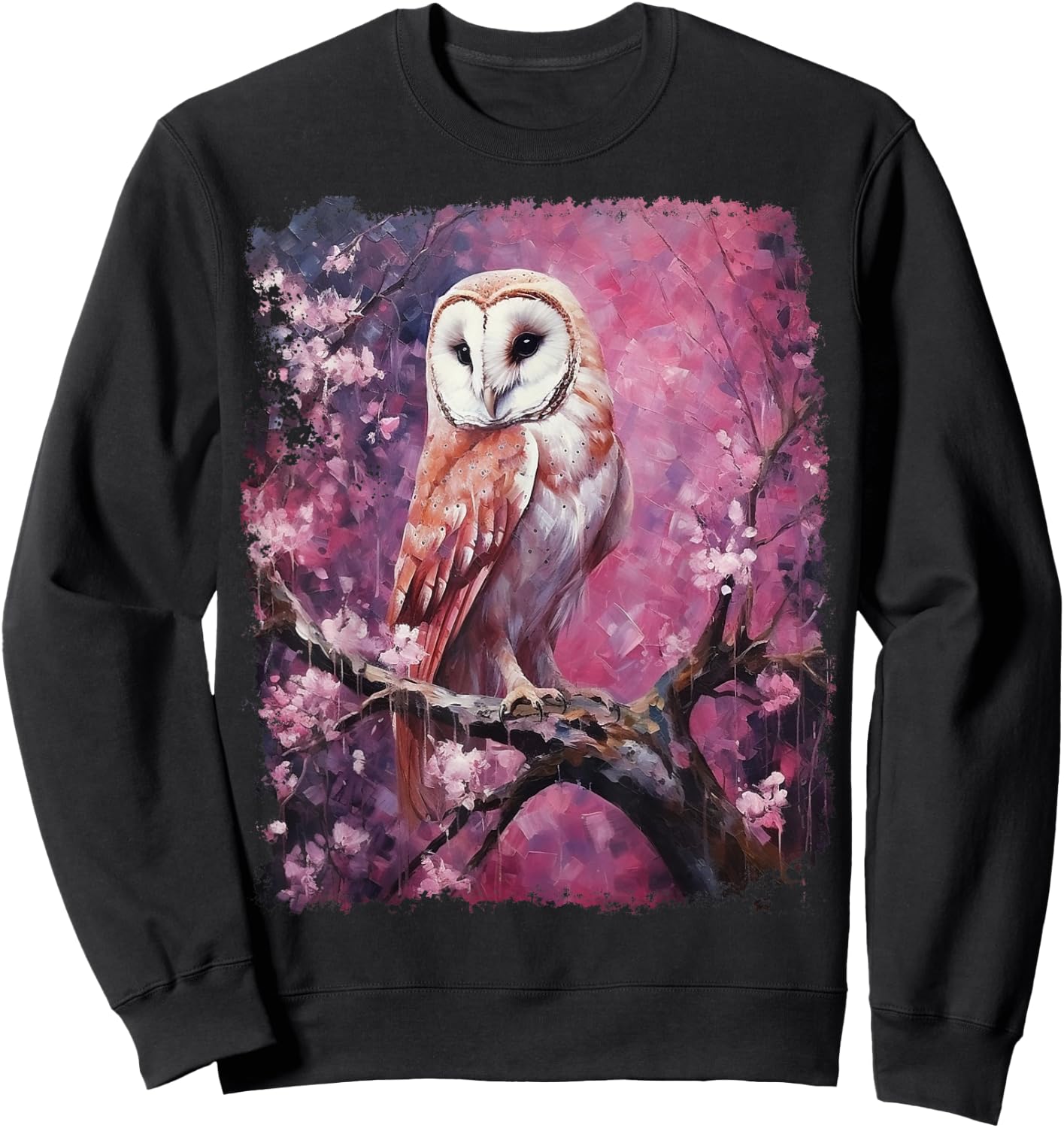Pop Art Colorful Barn Owl Pink Sweatshirt - Sweatshirt | Black