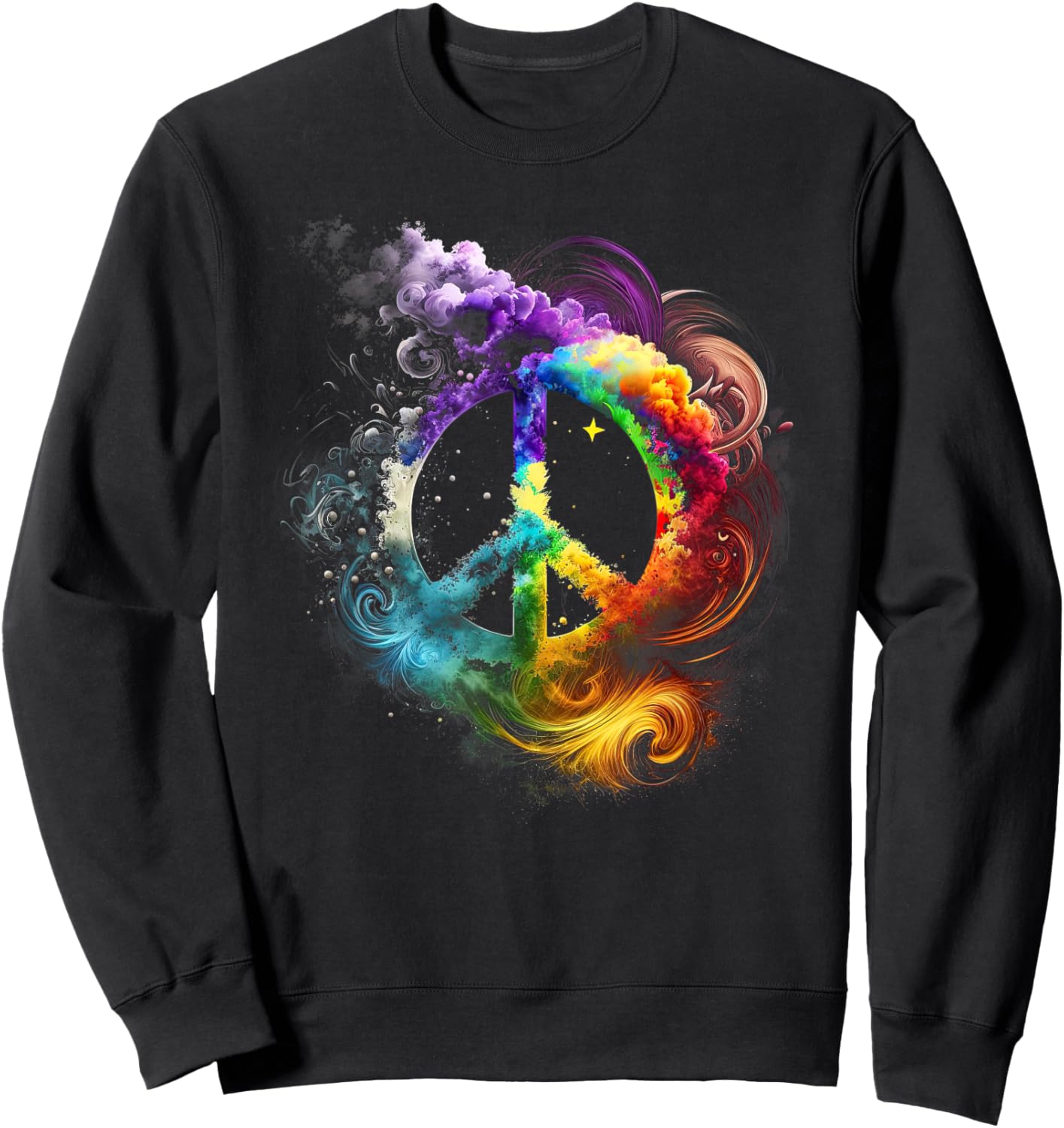 Peace sign of freedom hippie flower child space science Sweatshirt - Sweatshirt | Black