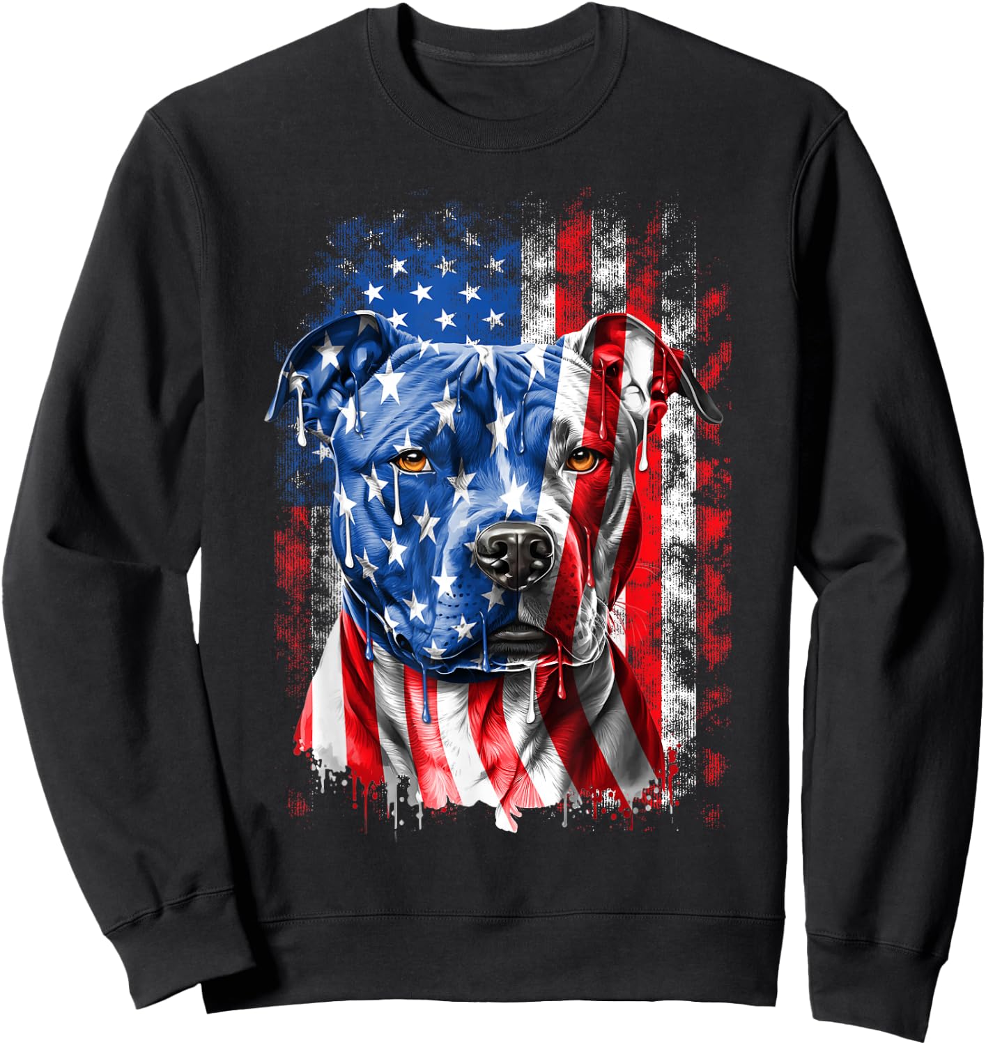 Abab Patriotic Pitbull Dog Lover Owner 4th Of July Retro Pitbull Dog & American Flag Independence Day July 4th Sweatshirt - Sweatshirt | Black