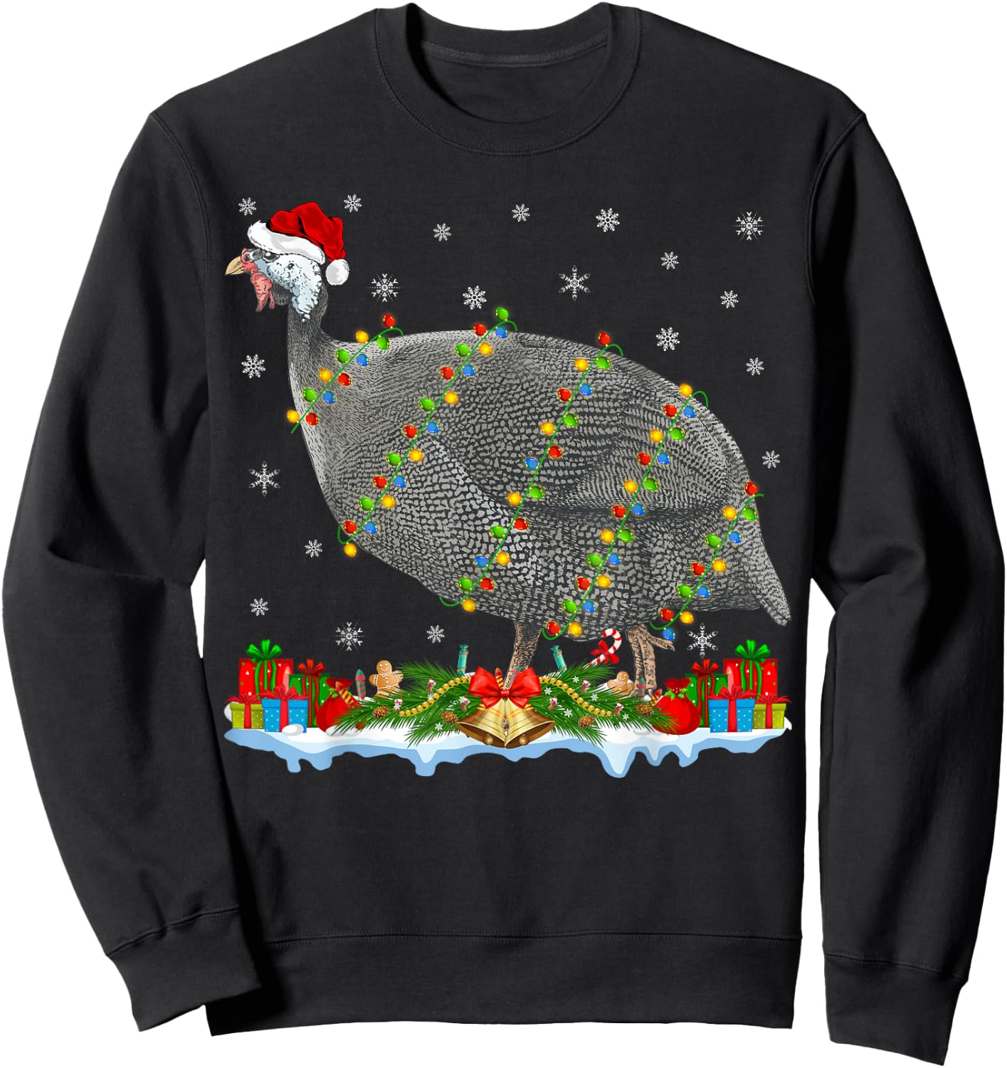 Guinea Fowl Lover Matching Santa Hat Guinea Fowl Christmas Sweatshirt - Sweatshirt | Black