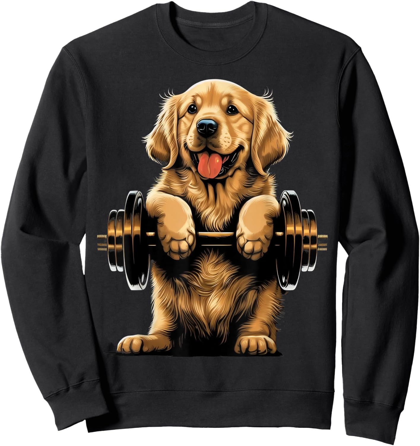 Goldie Weightlifting Dog Funny Fitness Gym Golden Retriever Men Women Kids Sweatshirt - Sweatshirt | Black