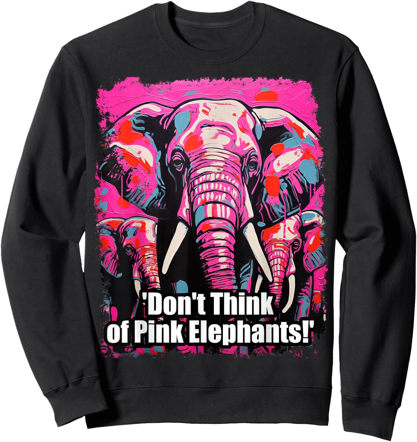Pink Elelphant Paradox Psychology Sweatshirt - Sweatshirt | Black