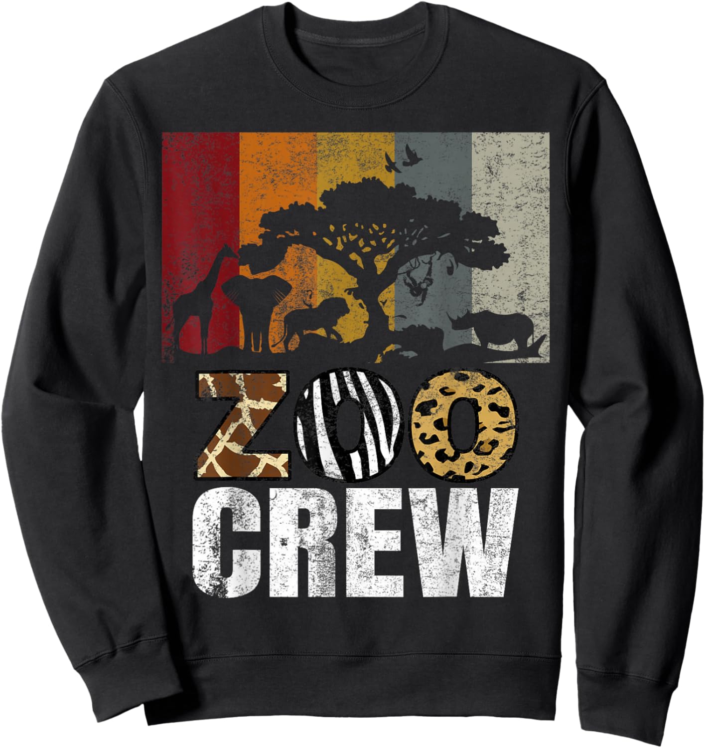 Retro Zoo Crew Safari Wildlife Family Zoo Day Trip Matching Sweatshirt - Sweatshirt | Black