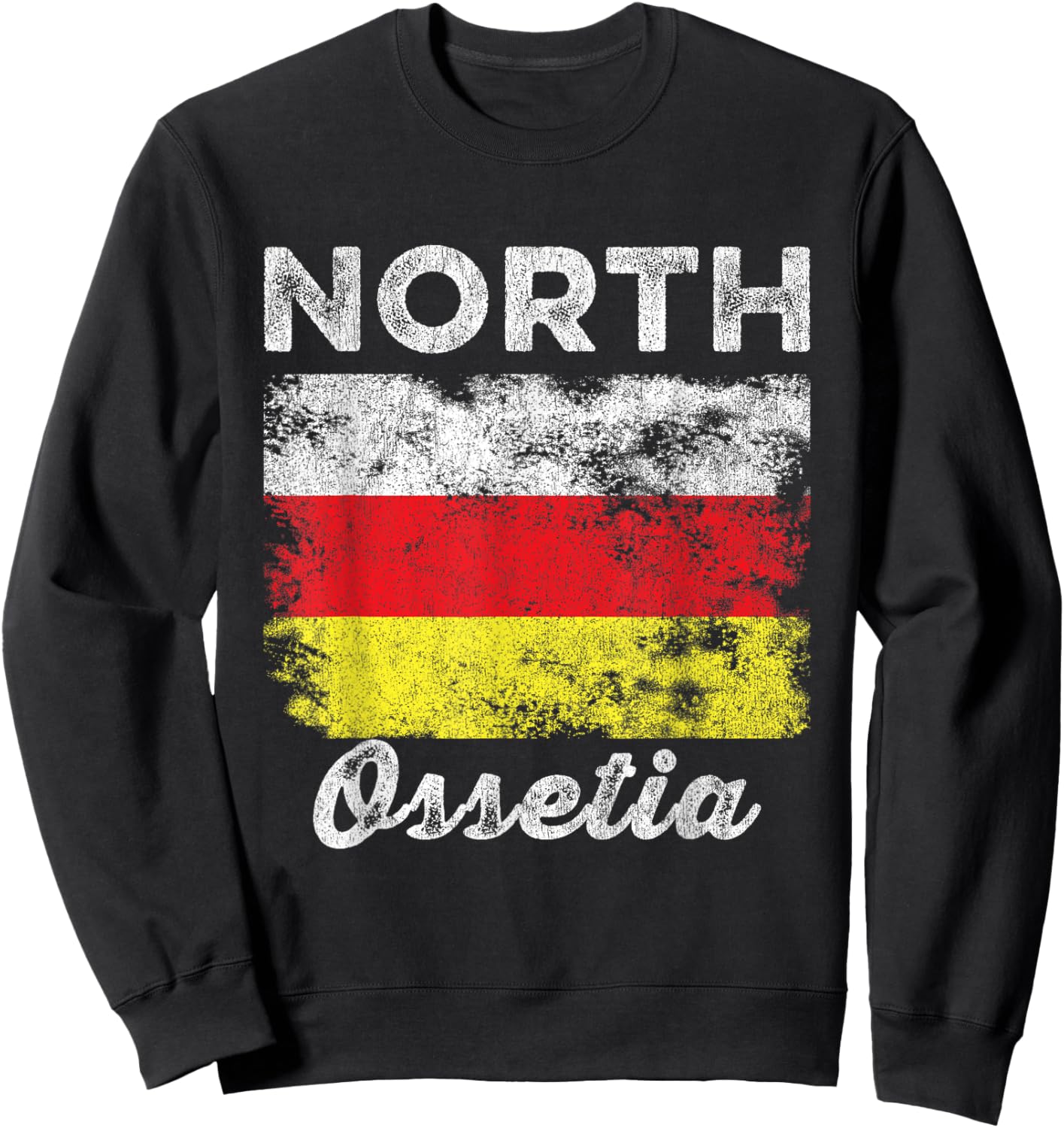 North Ossetia Flag Vintage - Men Women - North Ossetian Flag Sweatshirt - Sweatshirt | Black