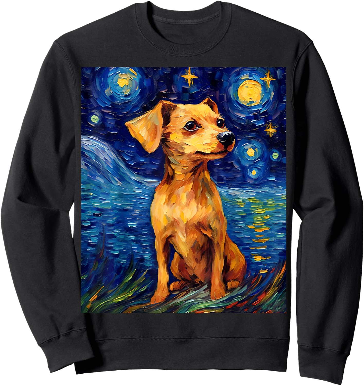 Surreal Starry Night Chiweenie Dog Sweatshirt - Sweatshirt | Black
