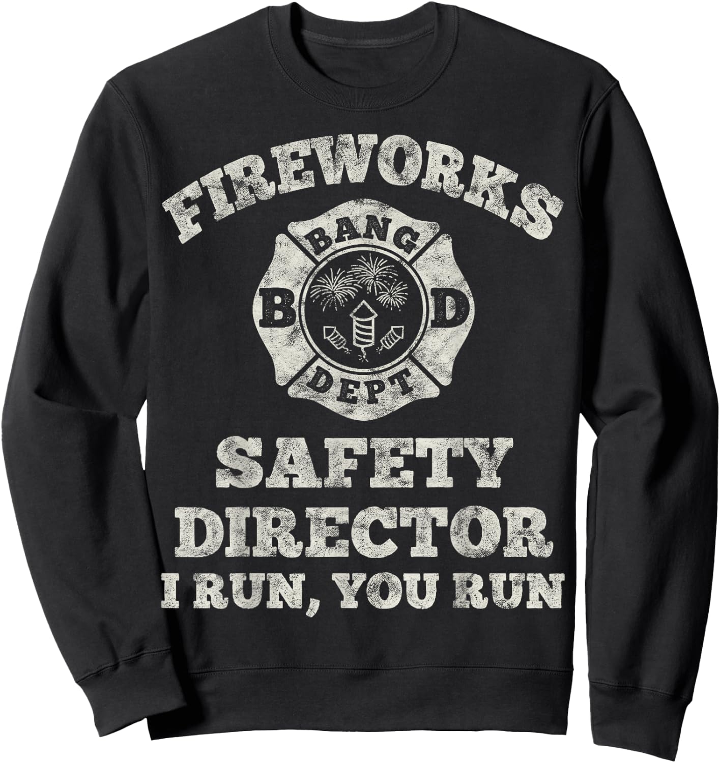 Funny Fireworks Safety Director Firefighter America Red Pyro Sweatshirt - Sweatshirt | Black