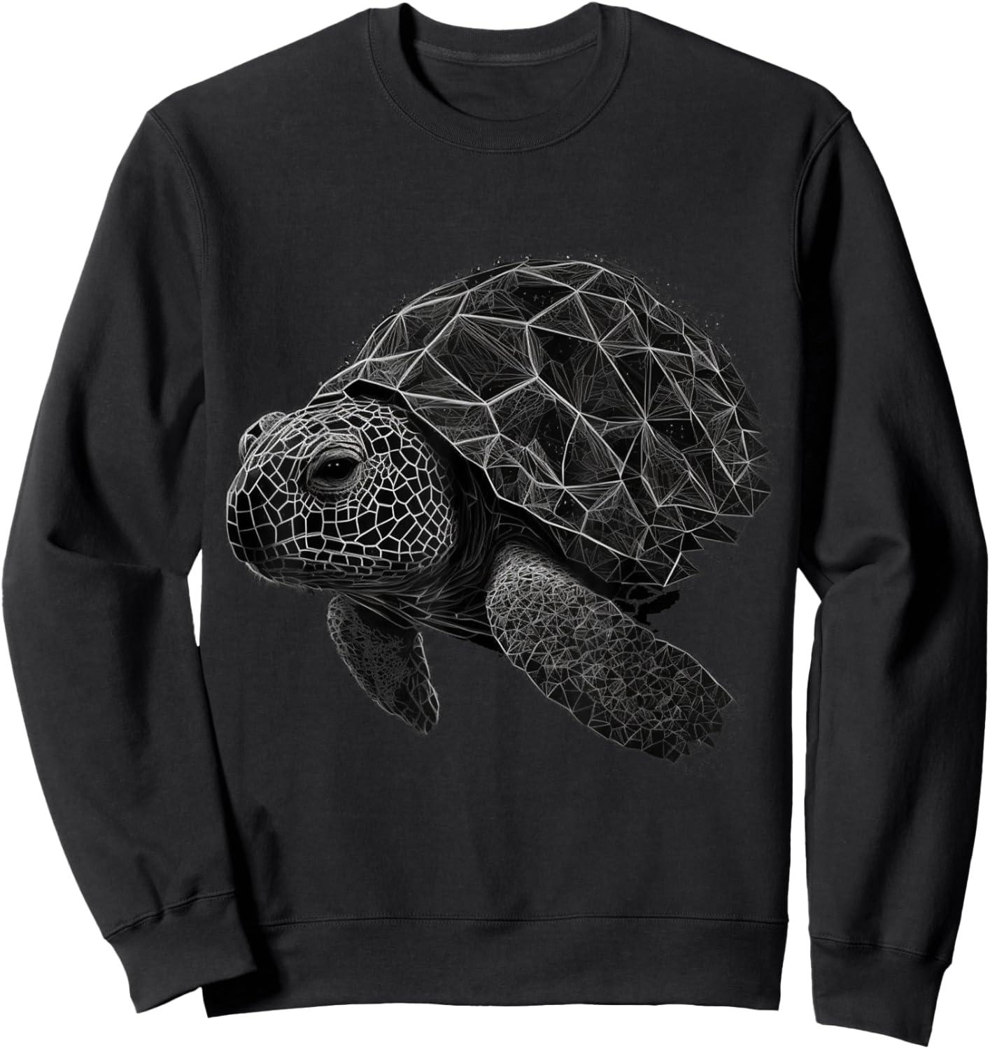 Turtle Geometric Art Polygon Animal Sweatshirt - Sweatshirt | Black