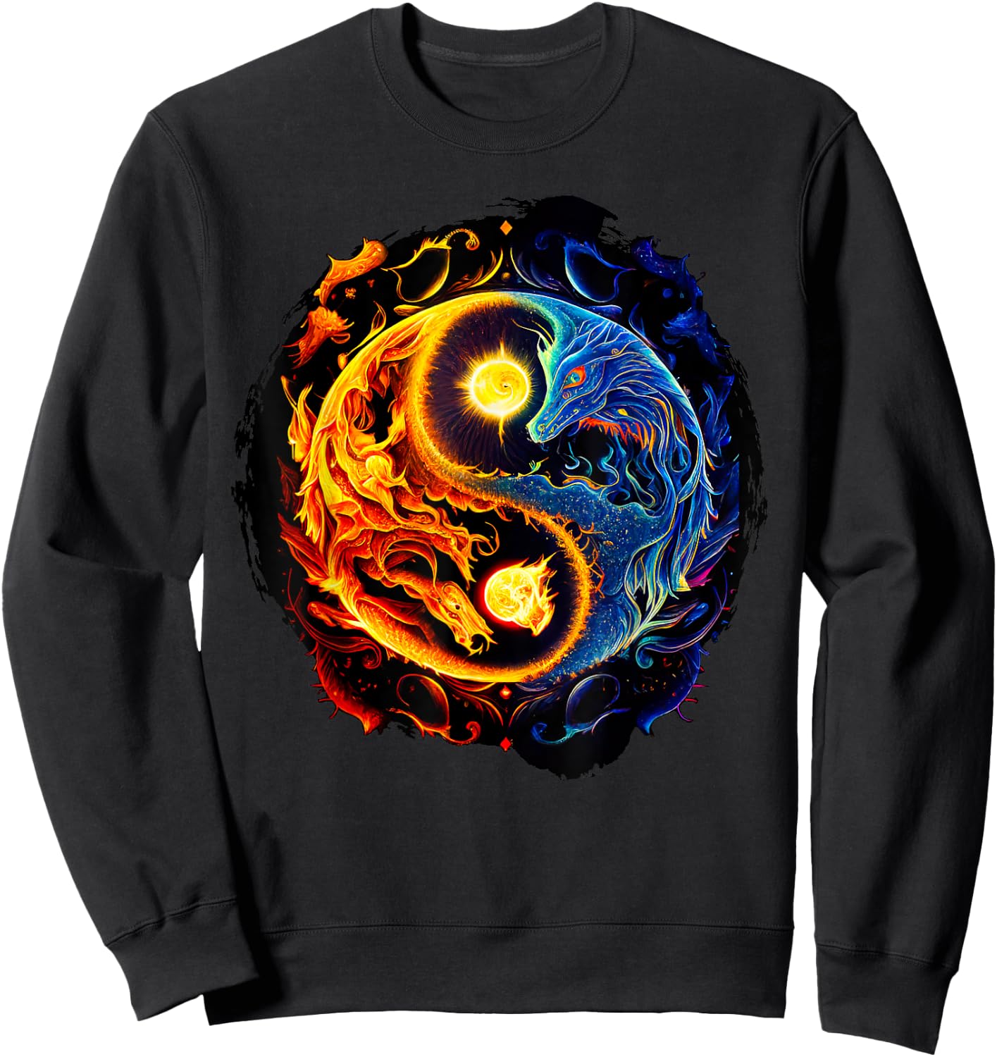 Yin Yang Dragons Fire & Water Sweatshirt - Sweatshirt | Black