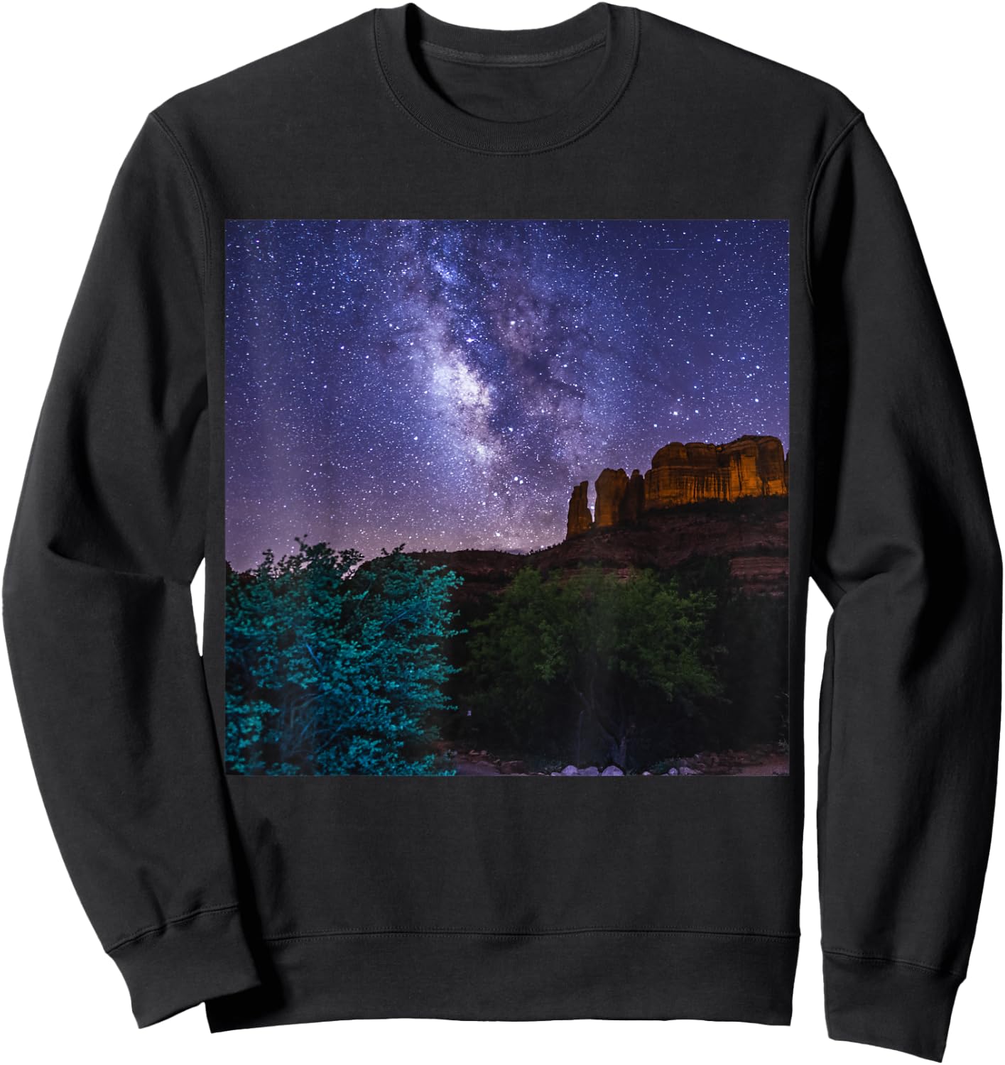 Gorgeous Stars Milky-Way over Cathedral Rock, Arizona Sweatshirt - Sweatshirt | Black