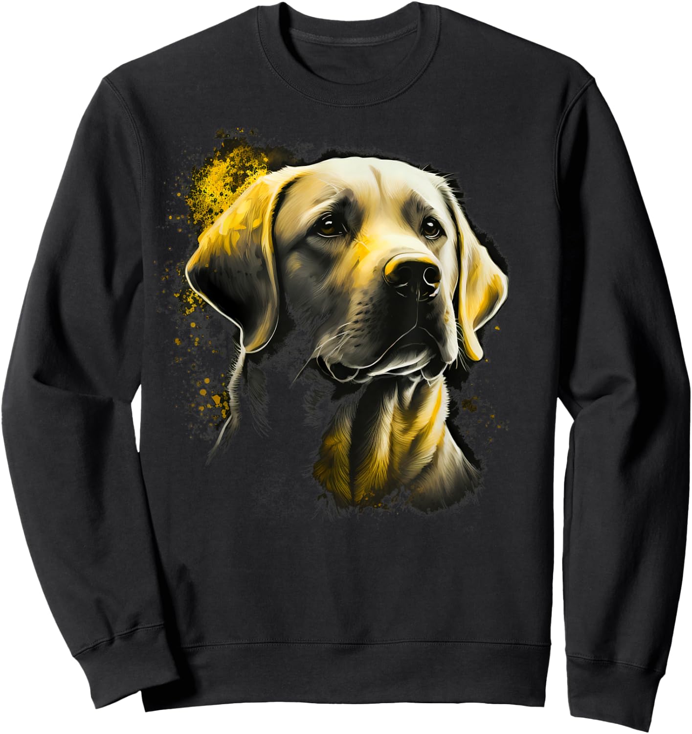 Cute white Labrador Dog on yellow Labrador Retriever Lover Women Kids Sweatshirt - Sweatshirt | Black