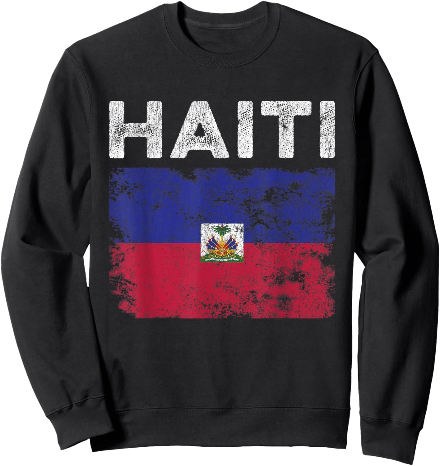 Haiti Flag Distressed - Men Women Kids - Haitian Flag Sweatshirt - Sweatshirt | Black