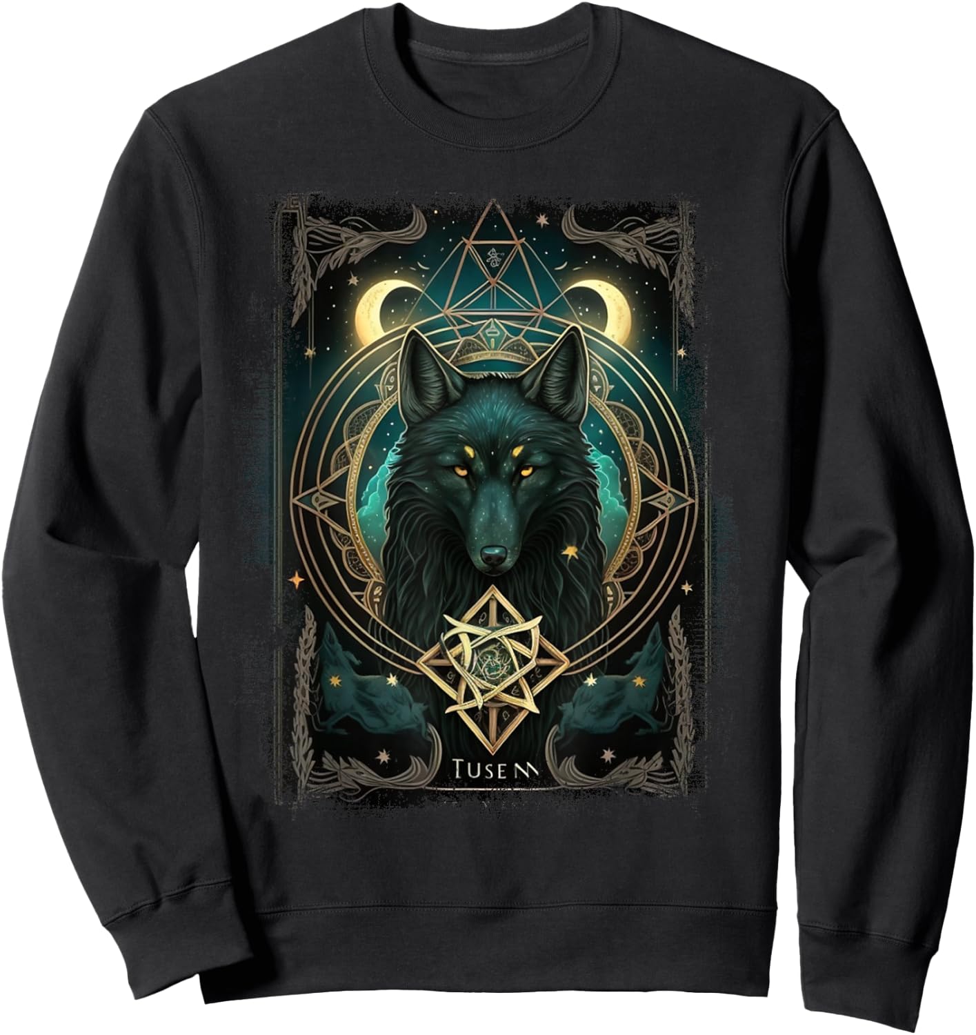Occult Tarot Card, Gothic Wolf, Goth Dark Witchcraft Sweatshirt - Sweatshirt | Black