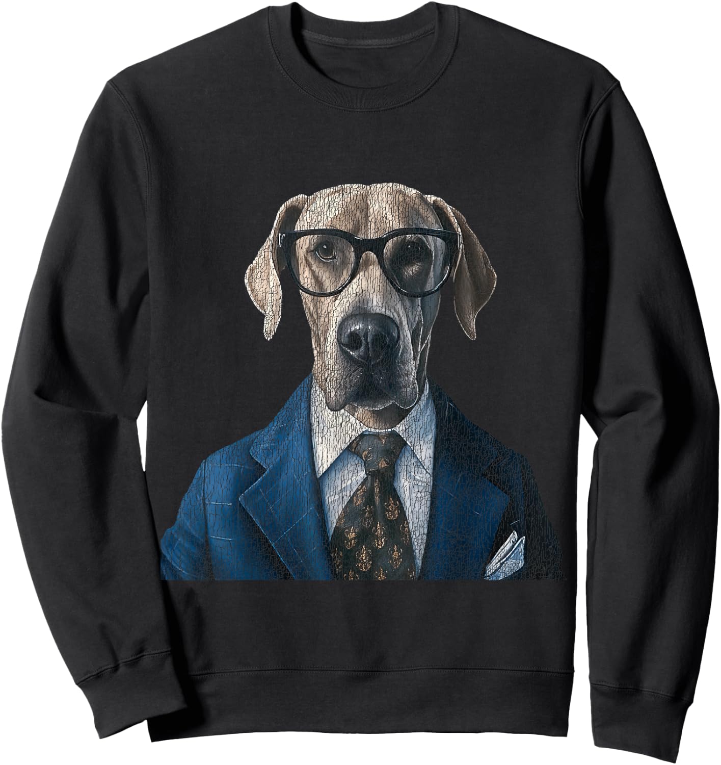 A Dog Wearing Glasses and a Suit Graphic For Pet Owner Women Kids Sweatshirt - Sweatshirt | Black