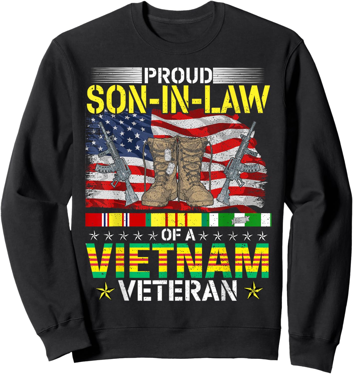 Vintage Proud Son-In-Law Of A Vietnam Veteran Sweatshirt - Sweatshirt | Black