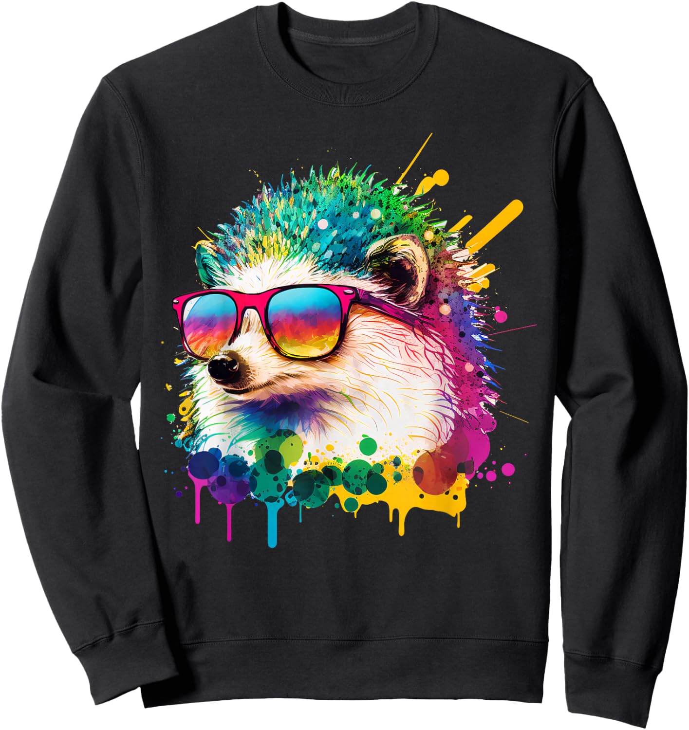 Cute Hedgehog Lover Animal on Hedgehog Sweatshirt - Sweatshirt | Black