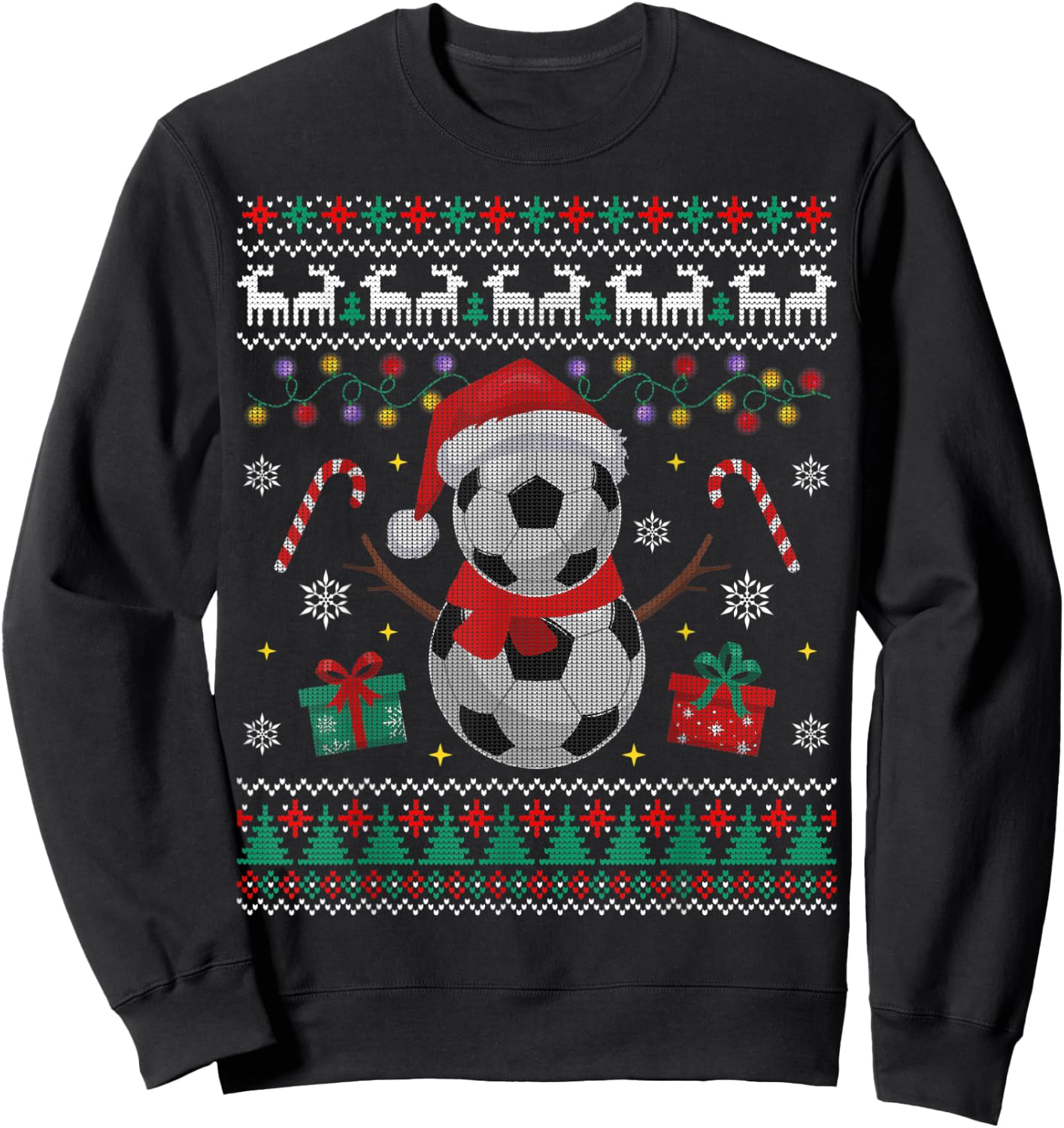Funny USA Soccer Ugly Christmas Sweater Soccer Snowman Sweatshirt - Sweatshirt | Black