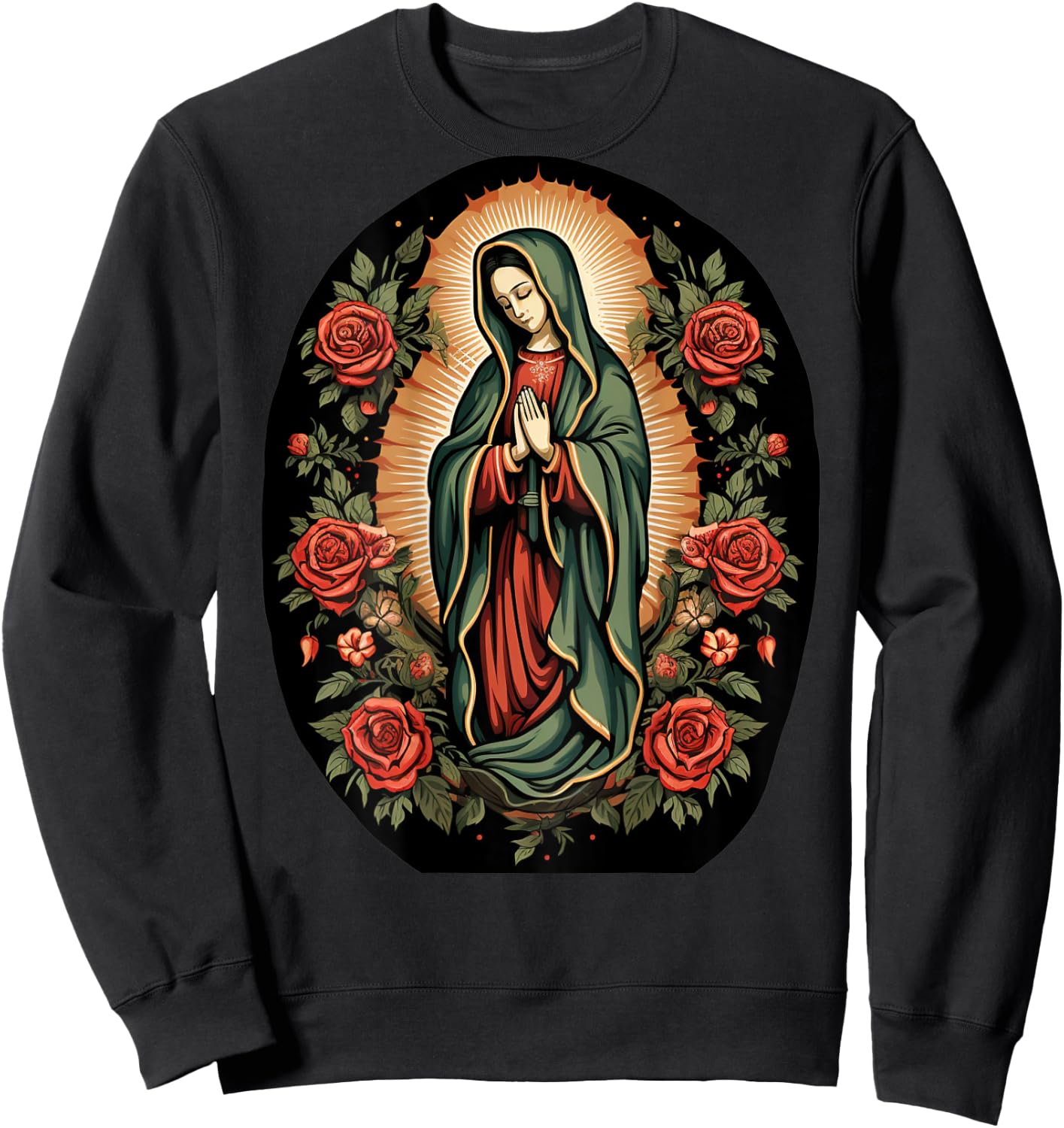 Our Lady De Guadalupe Sant Mary Back Print Christians Sweatshirt - Sweatshirt | Black