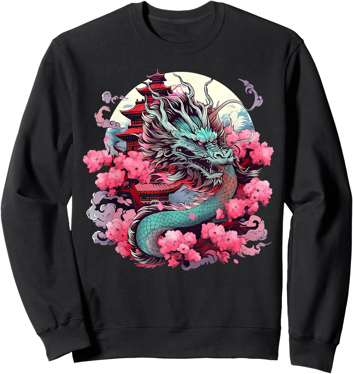 Tokyo Asian inspired vintage style 80s retro Japanese Dragon Sweatshirt - Sweatshirt | Black