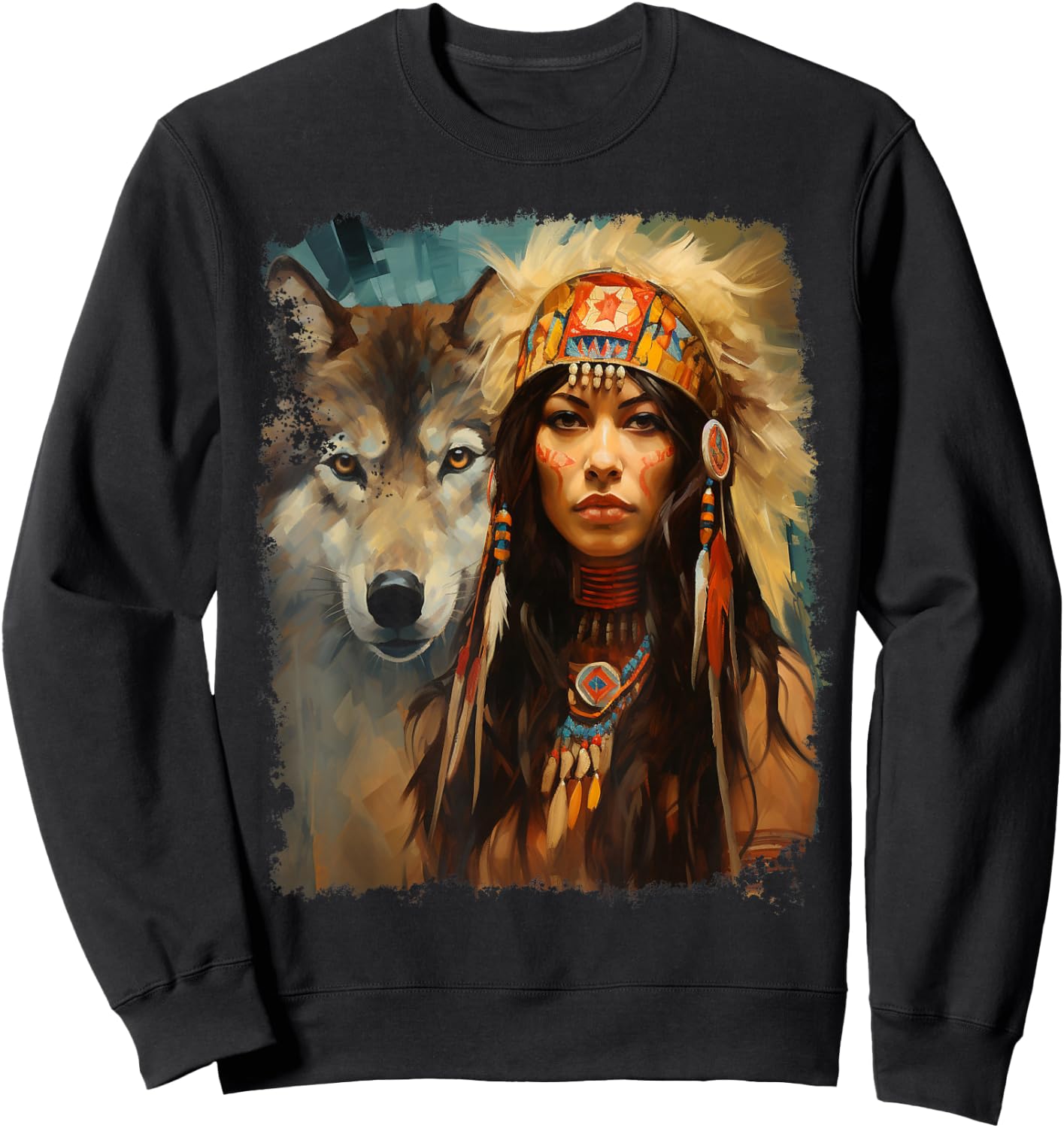 Woman and Wolf Sweatshirt - Sweatshirt | Black