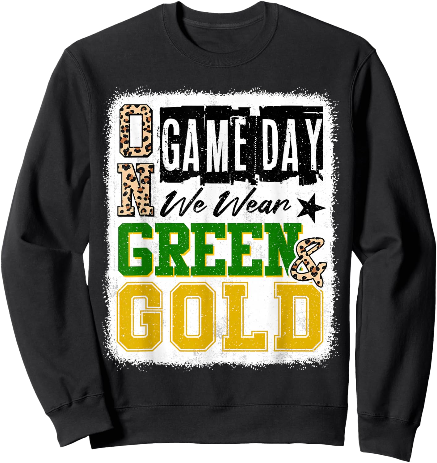On Gameday Football We Wear Green And Gold School Spirit Sweatshirt - Sweatshirt | Black