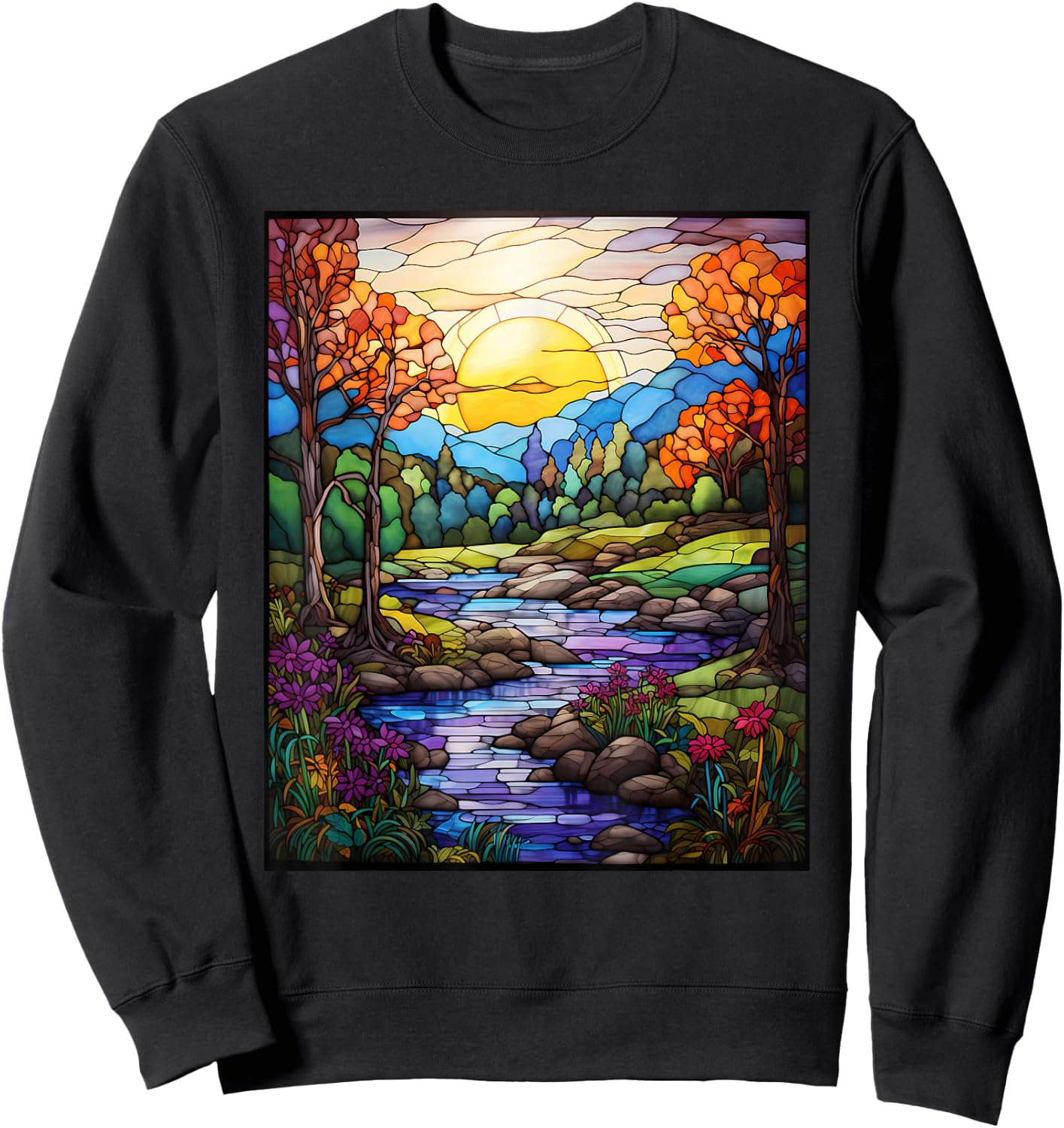 Stained Glass Style Shenandoah Valley Sweatshirt - Sweatshirt | Black
