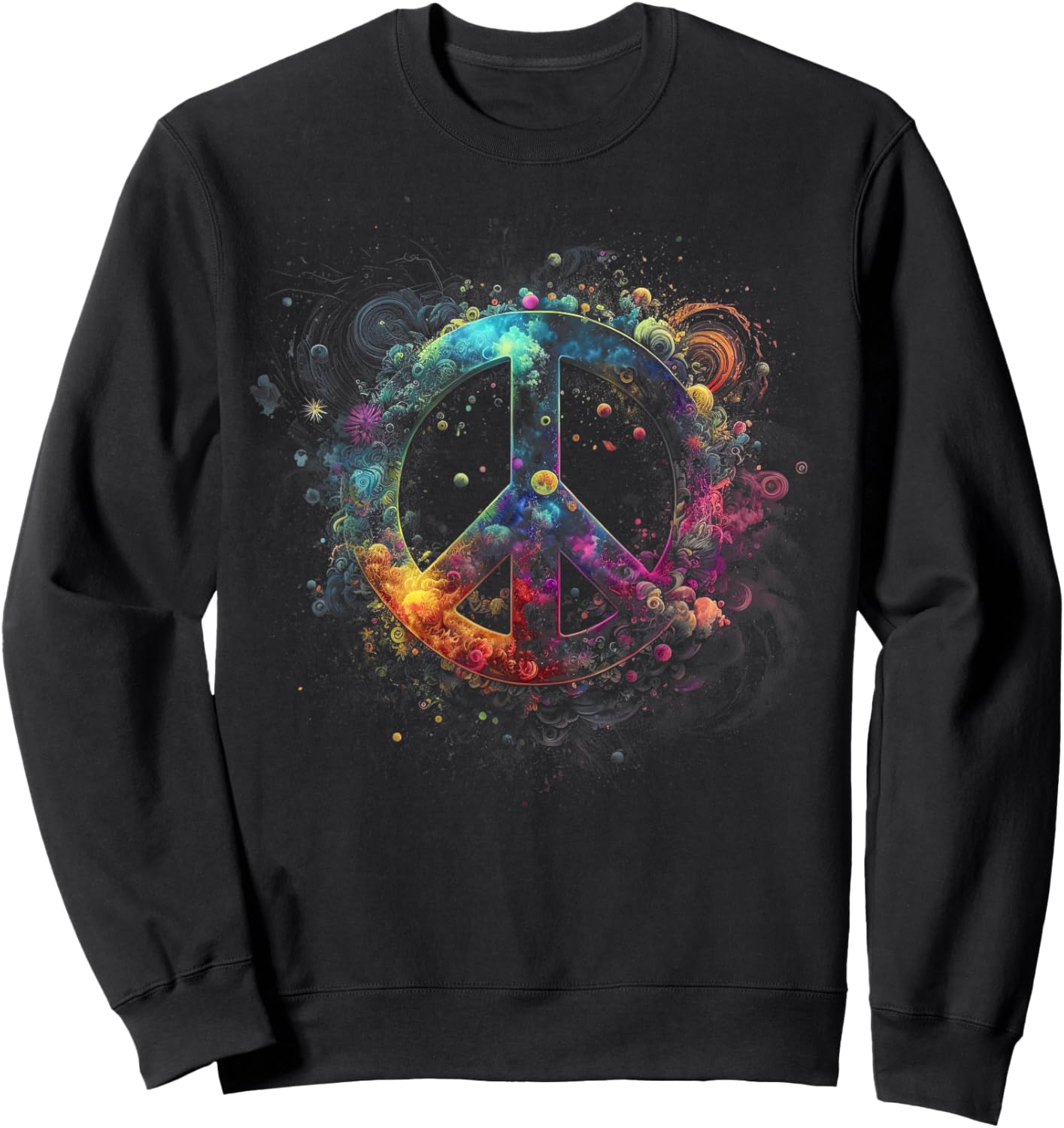 Peace sign of freedom hippie flower child space science Sweatshirt - Sweatshirt | Black