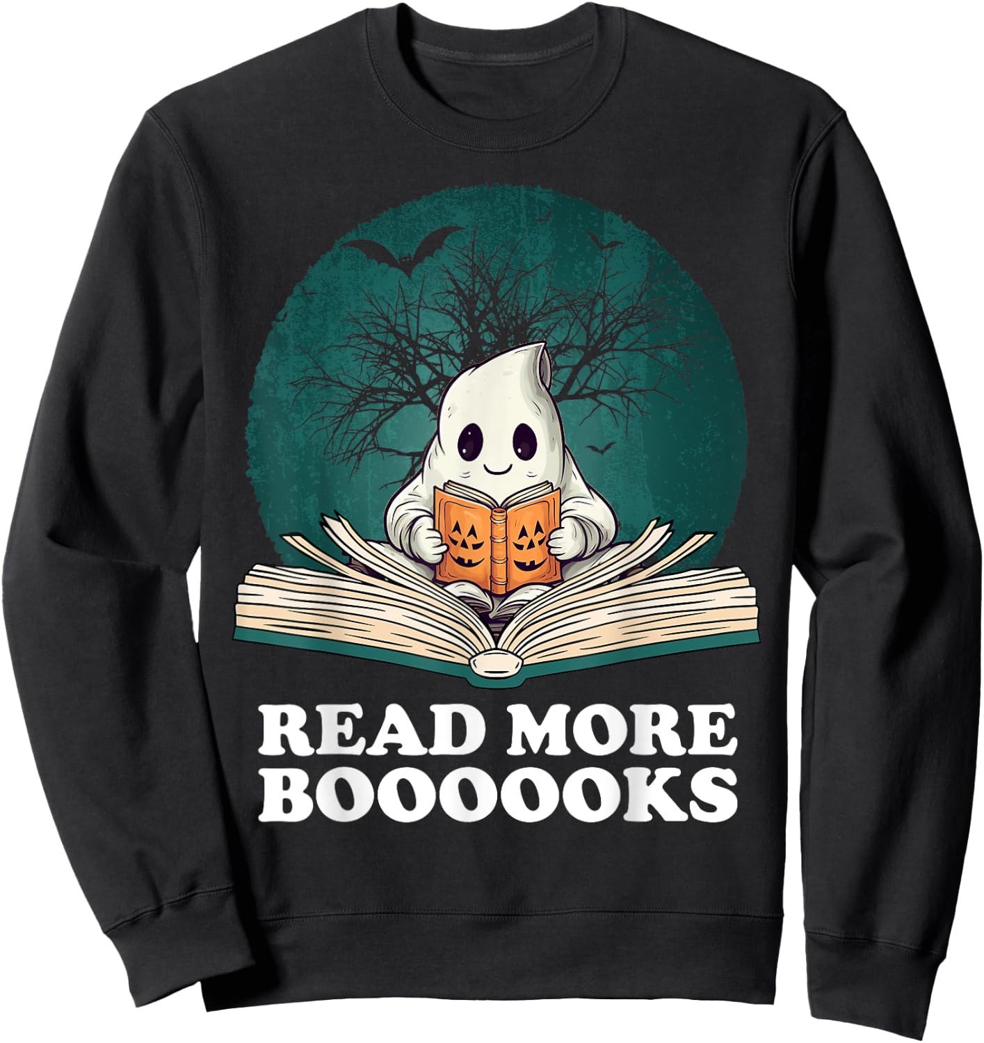 Read More Books Ghost Halloween Booooks Cute Boo read a book Sweatshirt - Sweatshirt | Black