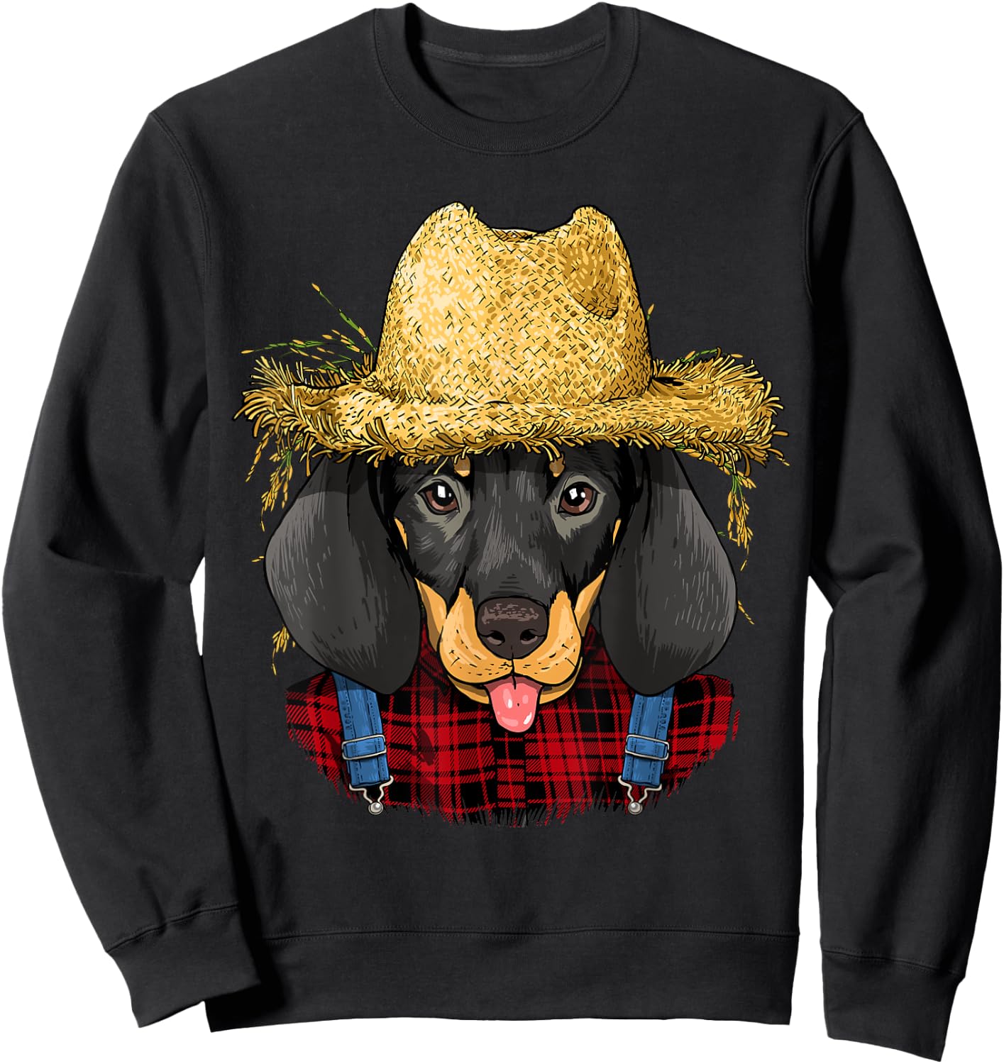 Dachshund Farmer Wiener Sausage Dog Lover Women Kids Sweatshirt - Sweatshirt | Black