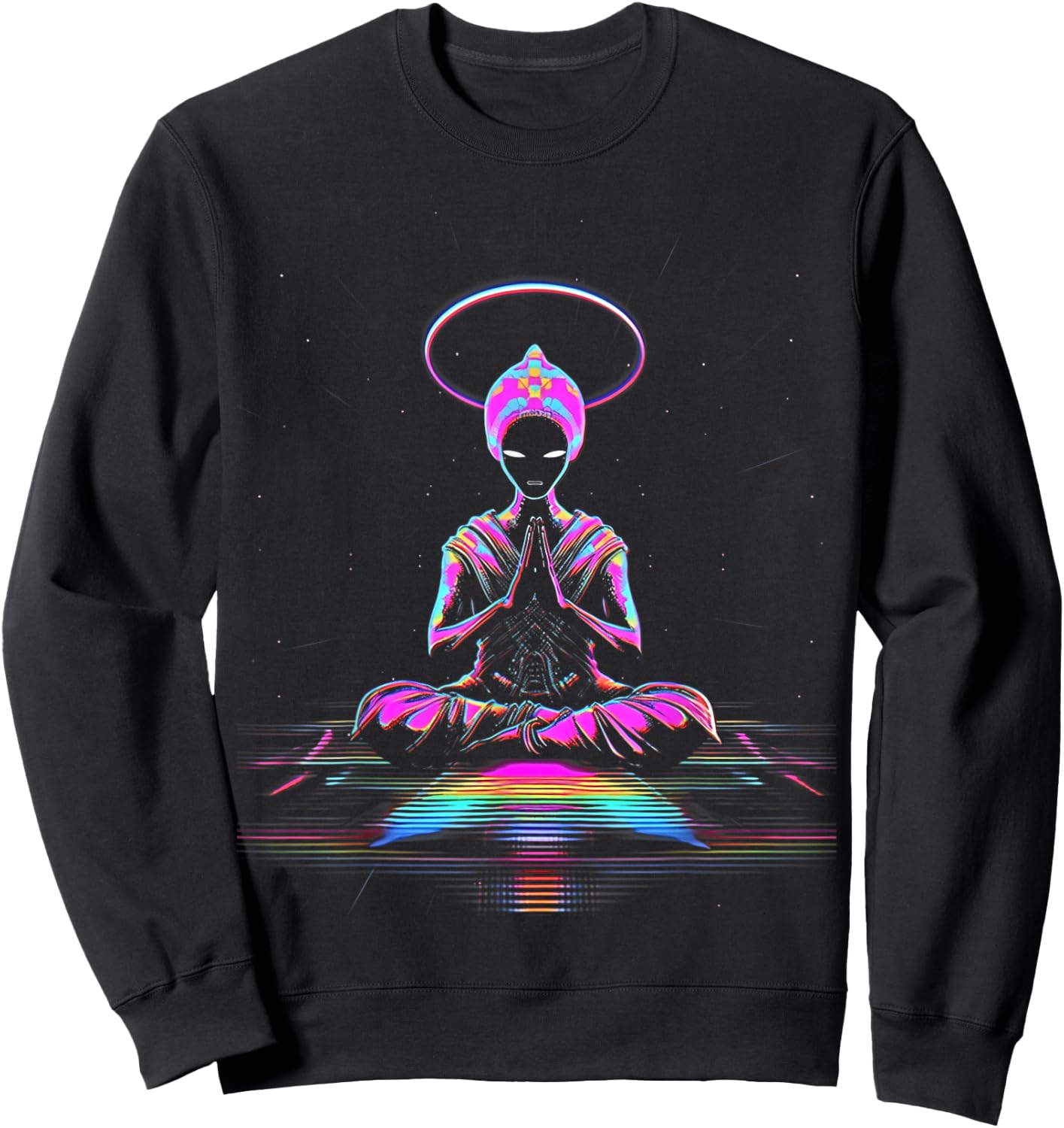 Synthwave | Cool Buddha | Cyberpunk | Retro 80's Sci-Fi # Sweatshirt - Sweatshirt | Black