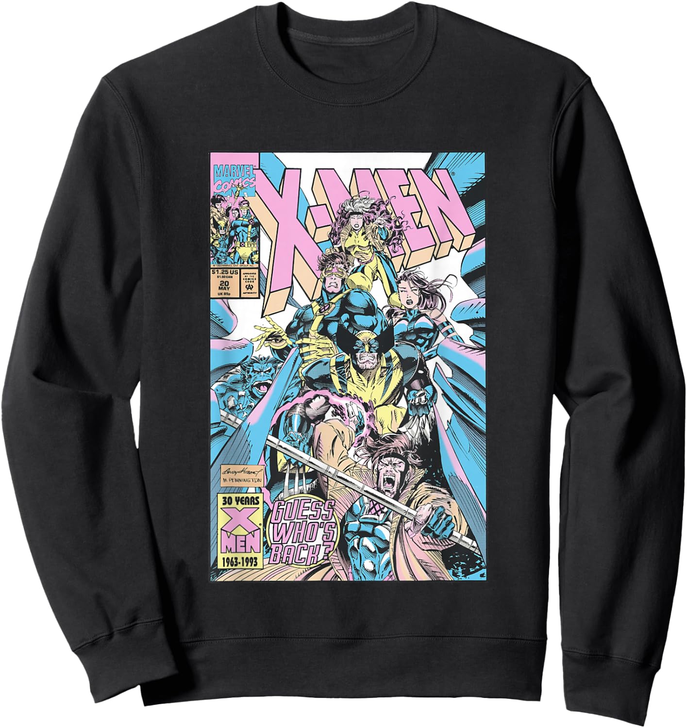 Marvel X-Men Guess Who's Back Vintage Neon Comic Cover Sweatshirt - Sweatshirt | Black
