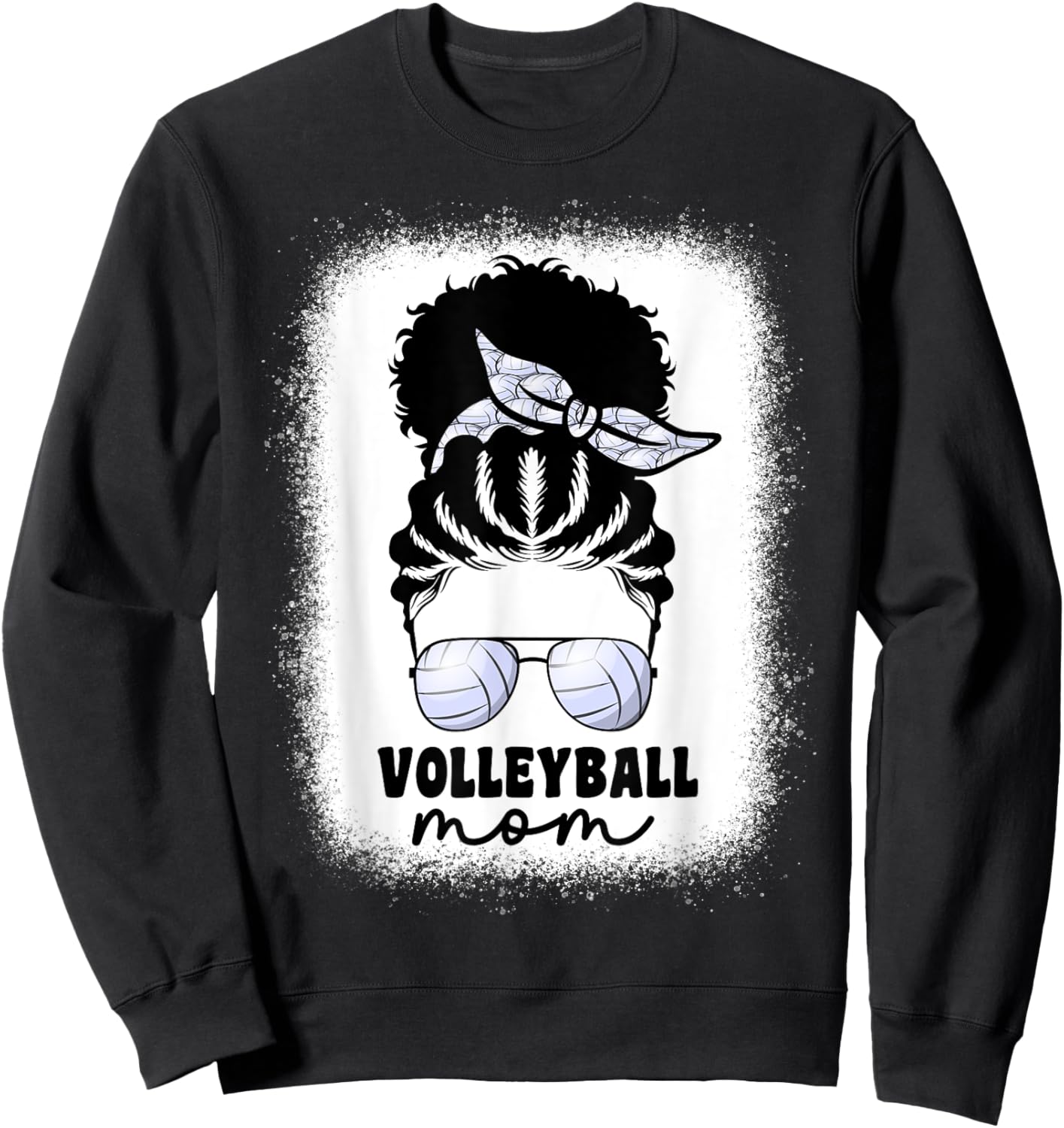 Black Afro Volleyball Mom Messy Bun Volleyball Mom Sweatshirt - Sweatshirt | Black