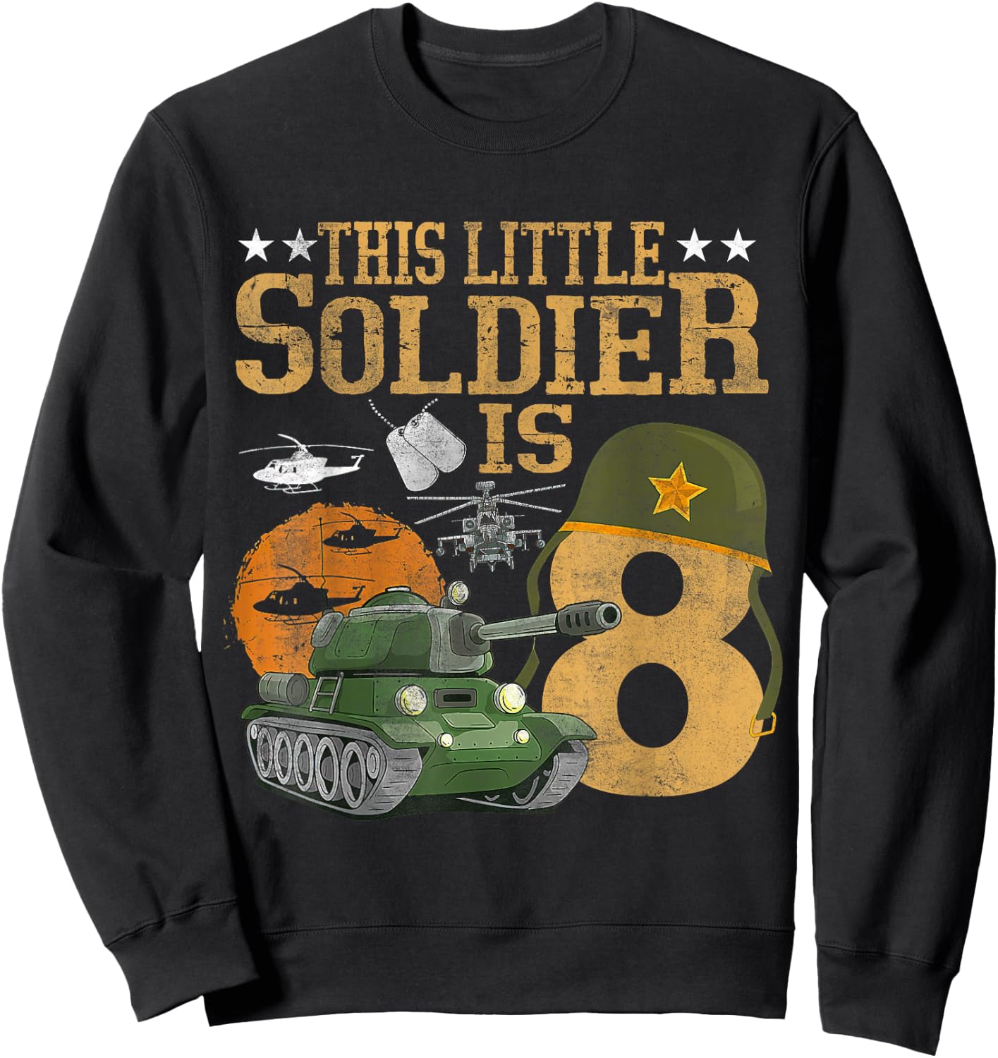 Birthday Military Themed Camo This Little Soldier Is 8 Boys Sweatshirt - Sweatshirt | Black
