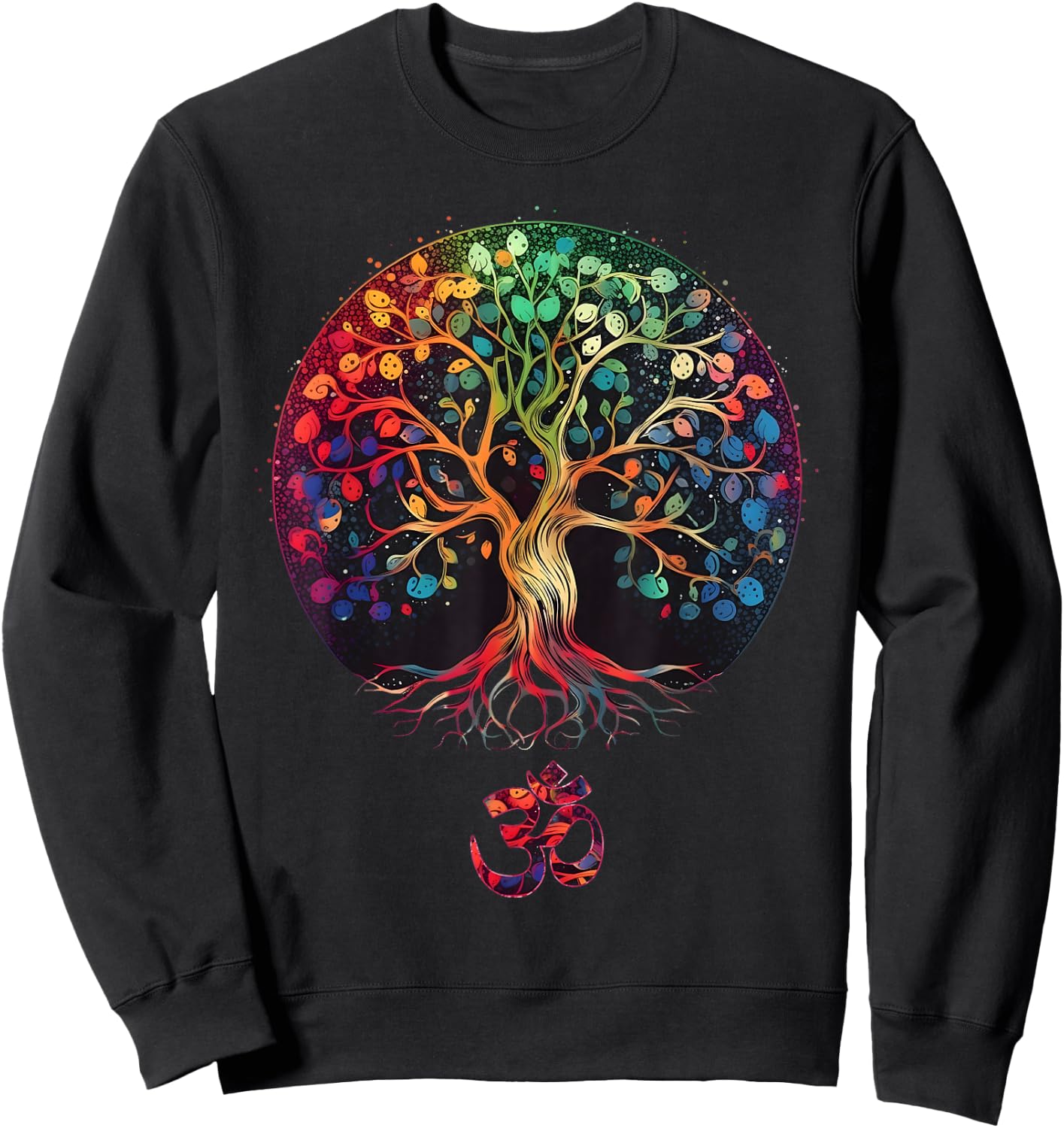 Tree of Life with Om Symbol Yoga Sweatshirt - Sweatshirt | Black