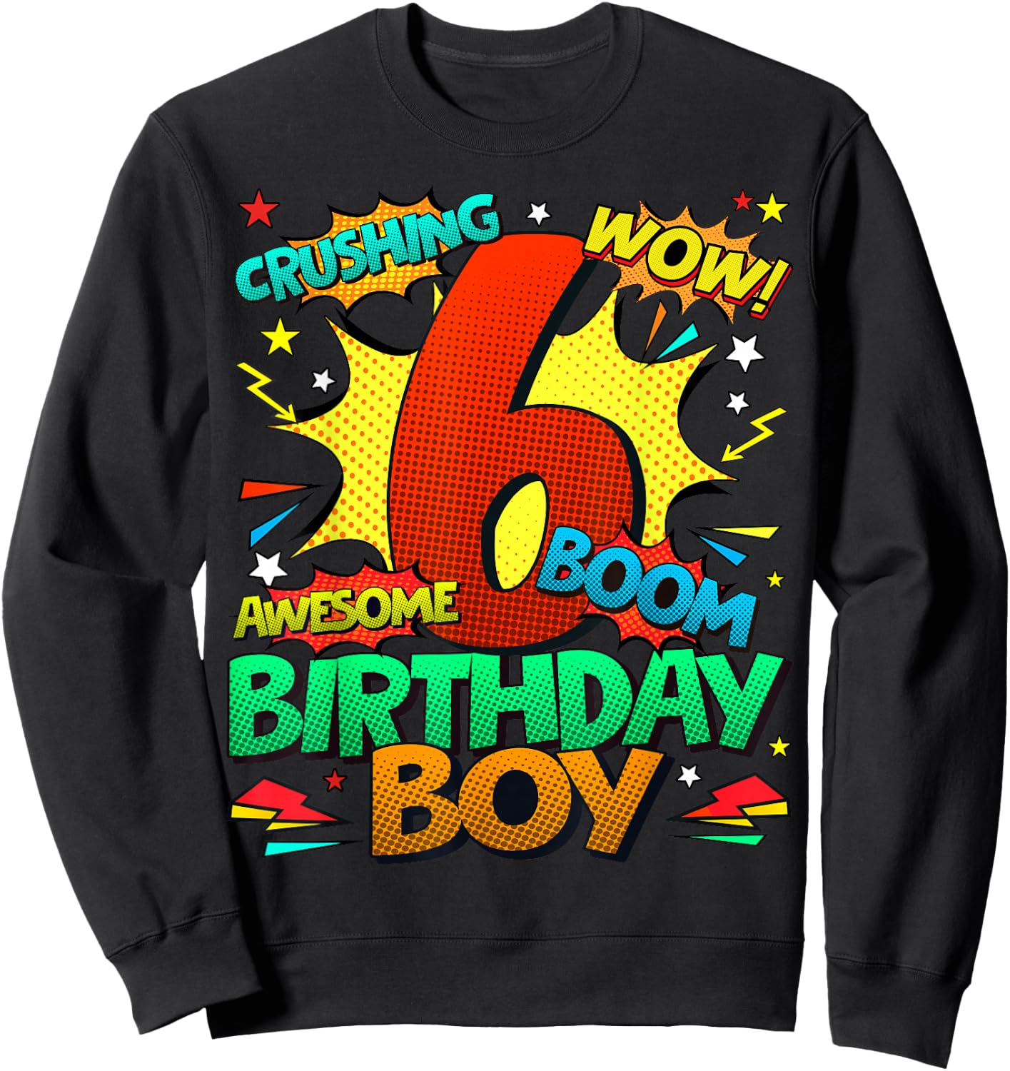 6th Birthday Kids Comic Style Kids Boys 6 Year Old Gifts Sweatshirt - Sweatshirt | Black