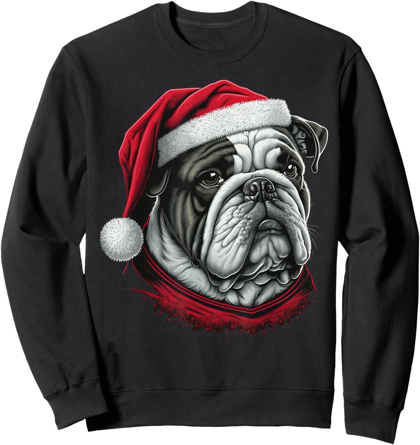 Xmas Bulldog Santa on Christmas Bulldog Men Women Kids Sweatshirt - Sweatshirt | Black