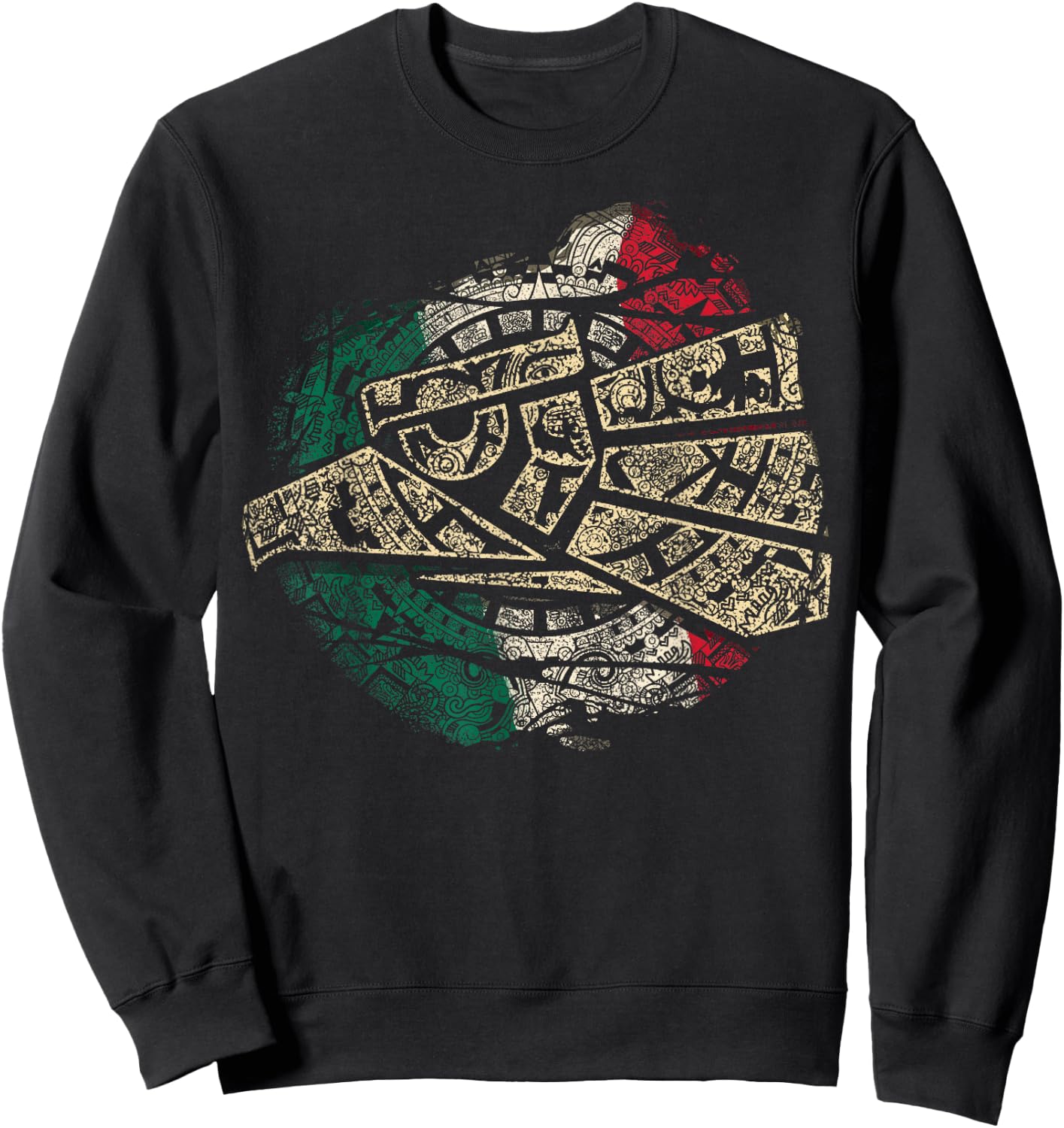 Mexico Sacred Aztec Calendar Mexican Eagle Archeological Sweatshirt - Sweatshirt | Black
