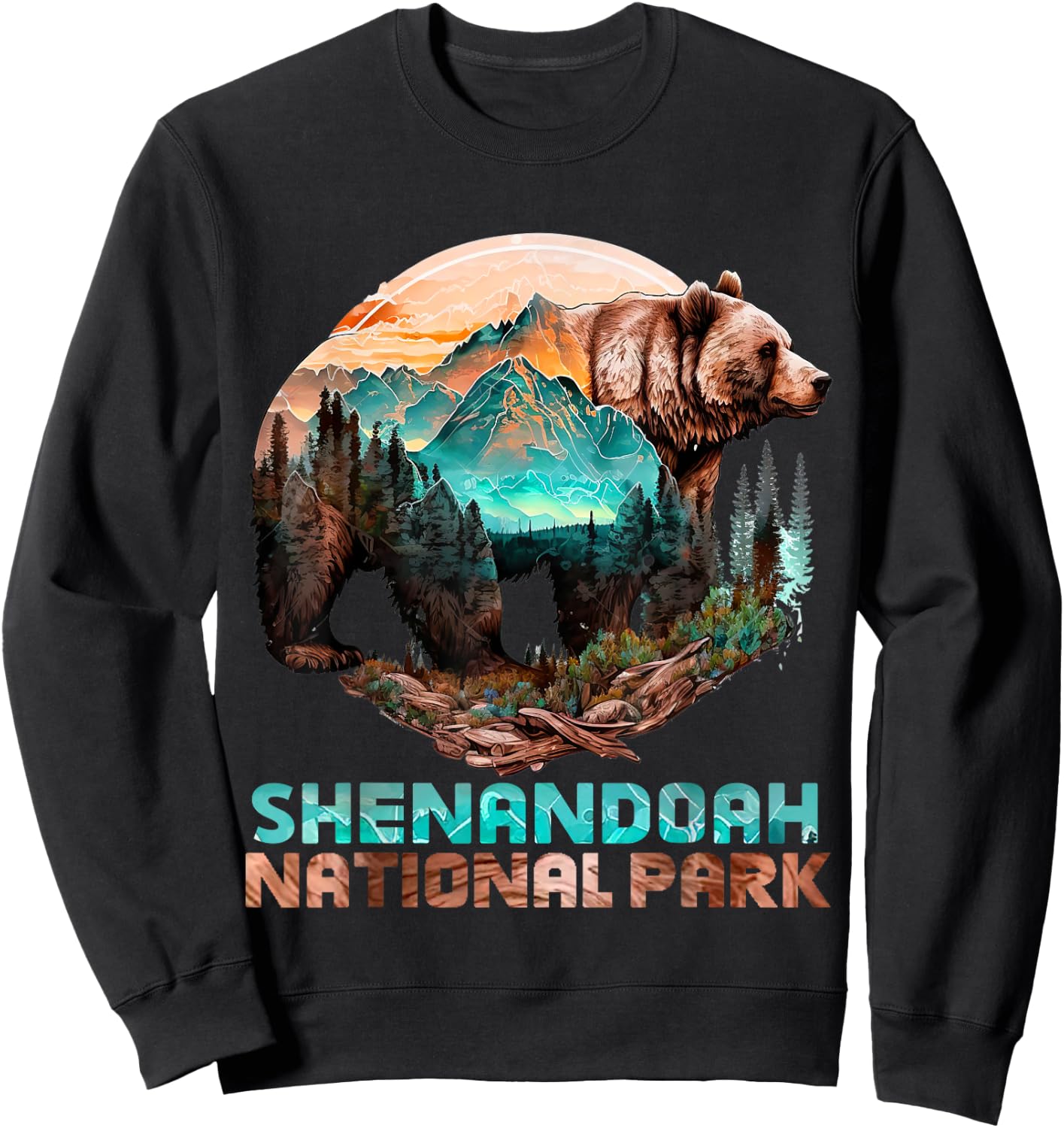 Shenandoah National Park Alaska Grizzly Bear Mountain Hike Sweatshirt - Sweatshirt | Black
