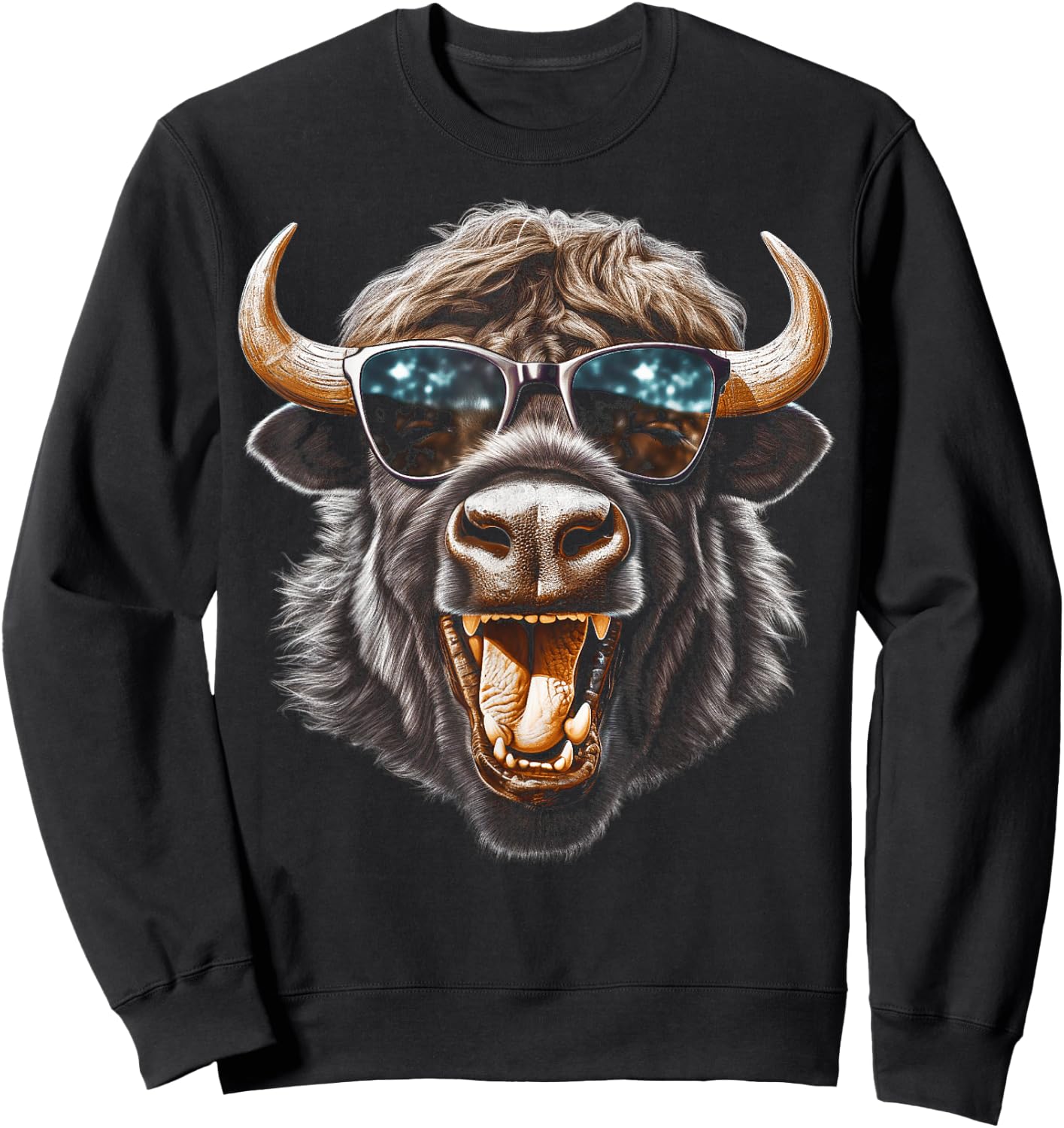 Western Buffalo sunglasses funny American Bison Sweatshirt - Sweatshirt | Black