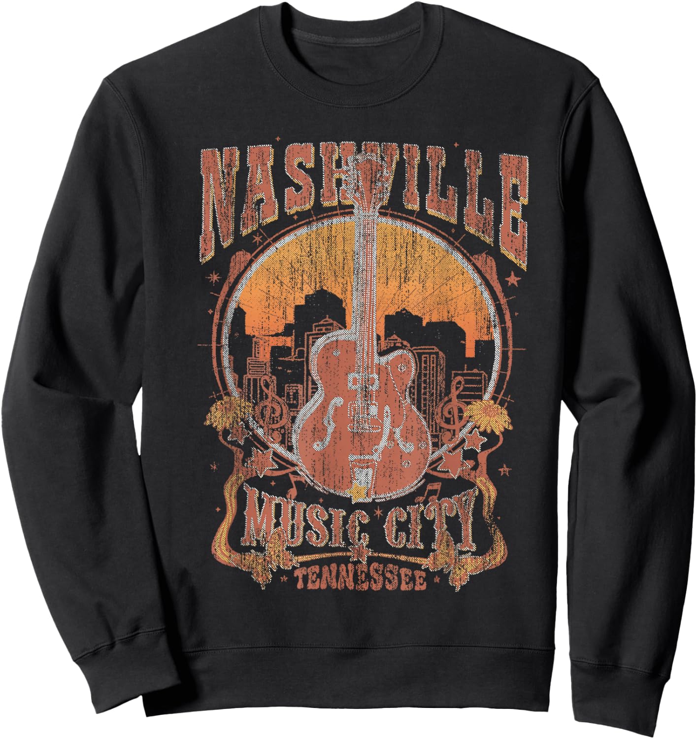 Nashville Tennessee Guitar Country Music City Guitarist Gift Sweatshirt - Sweatshirt | Black