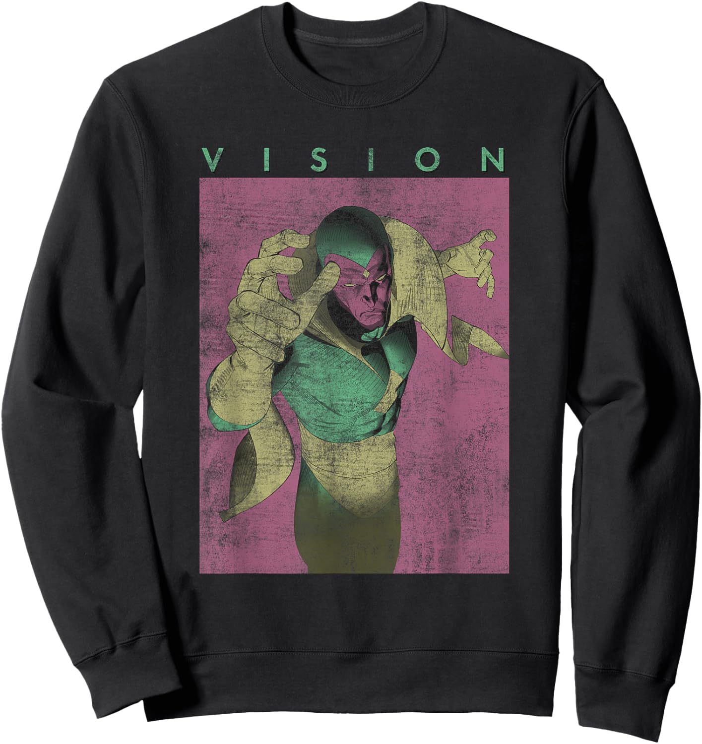 Marvel Comics Retro Classic Vision Flying Distressed Logo Sweatshirt - Sweatshirt | Black