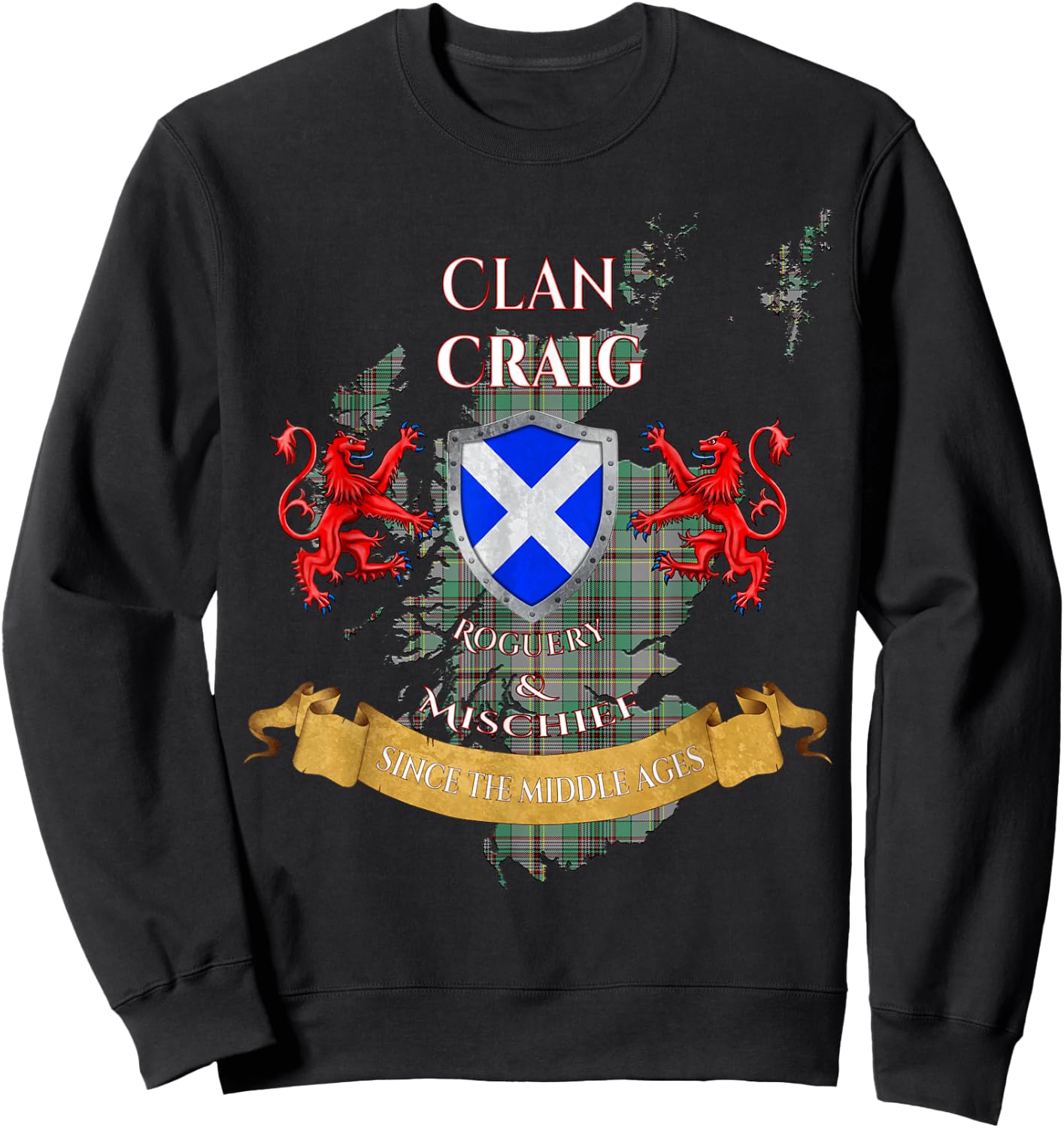 Craig Scottish Family Clan Middle Ages Mischief Sweatshirt - Sweatshirt | Black