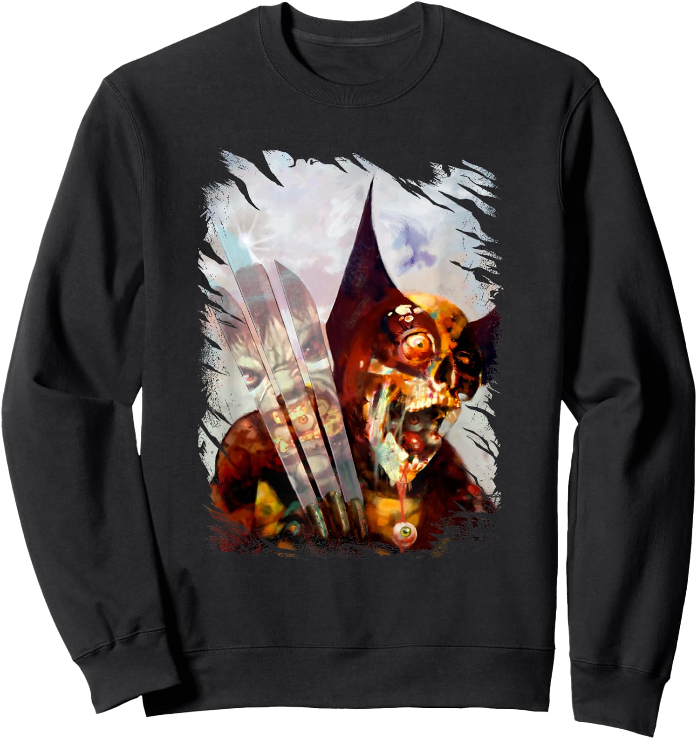 Marvel X-Men Zombie Wolverine VS The Hulk Distressed Shot Sweatshirt - Sweatshirt | Black