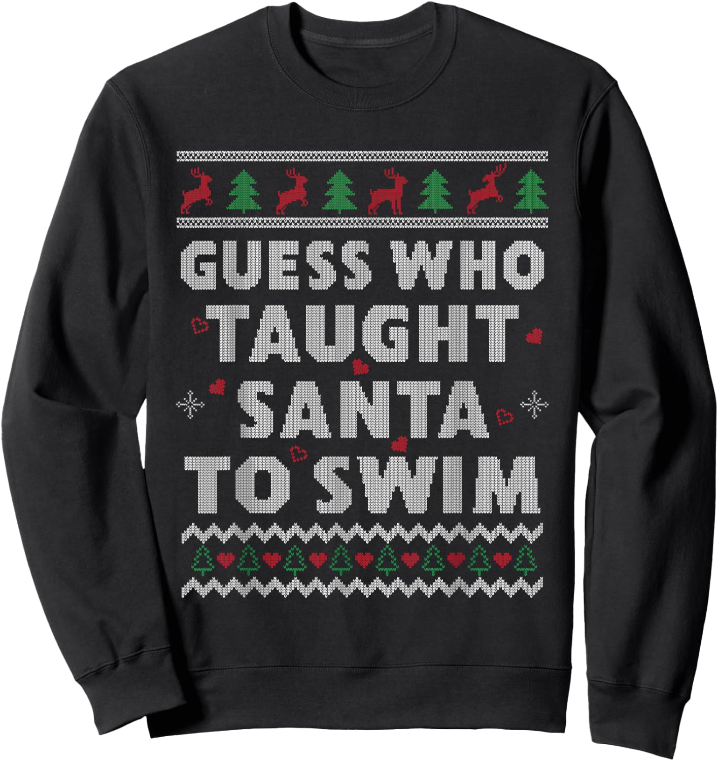 Swim Teacher Ugly Christmas Swim Coach Swim Teacher Christmas Sweatshirt - Sweatshirt | Black